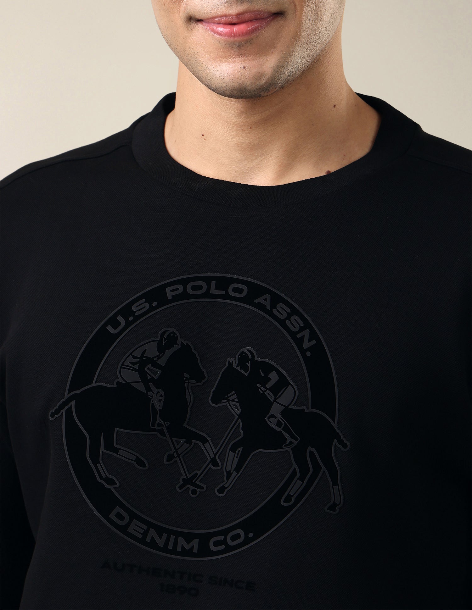 Graphic Brand Applique Regular Fit Sweatshirt Black - U.S. Polo Assn. India | Large