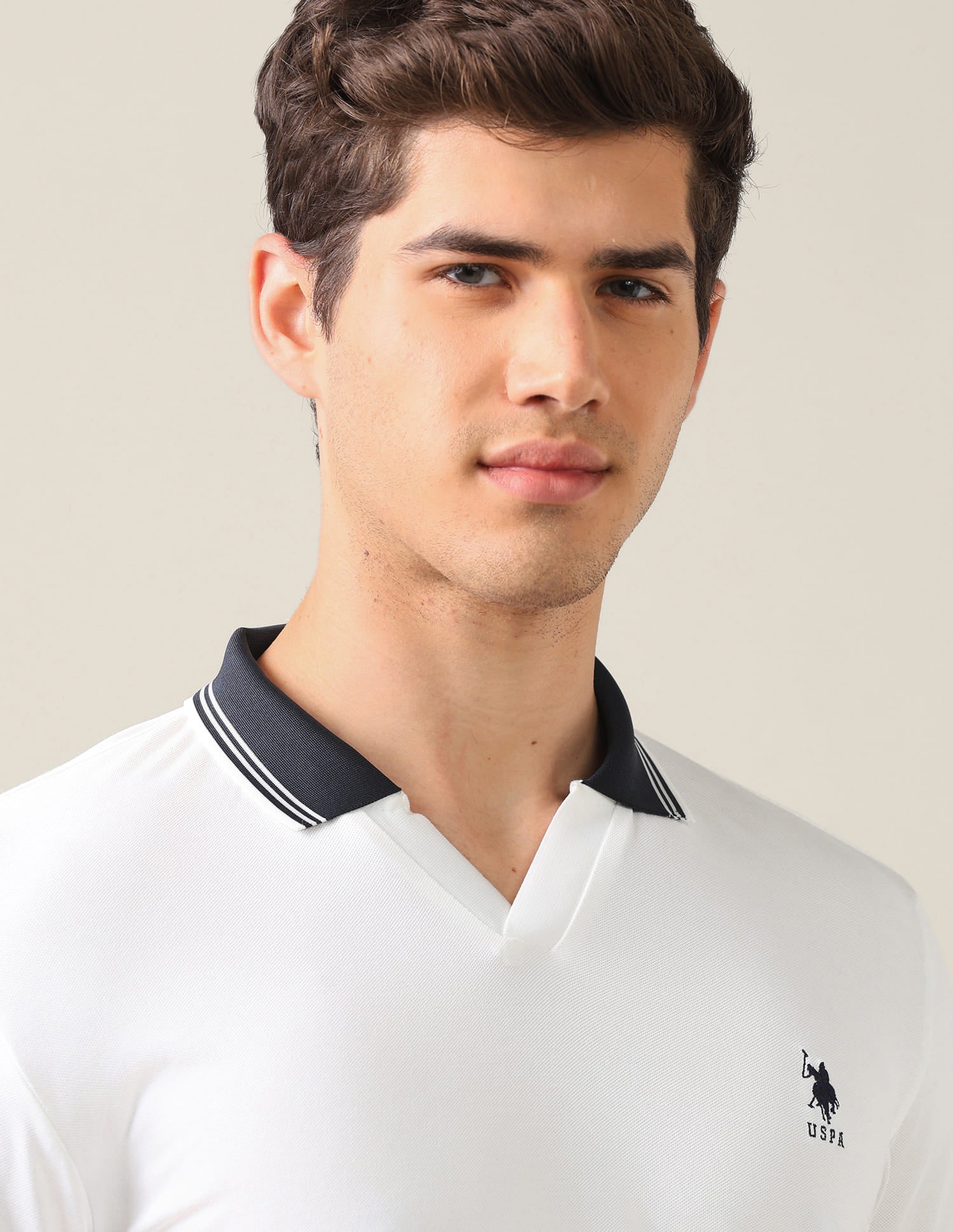 Solid Slim Fit Polo Shirt White - U.S. Polo Assn. India | Large