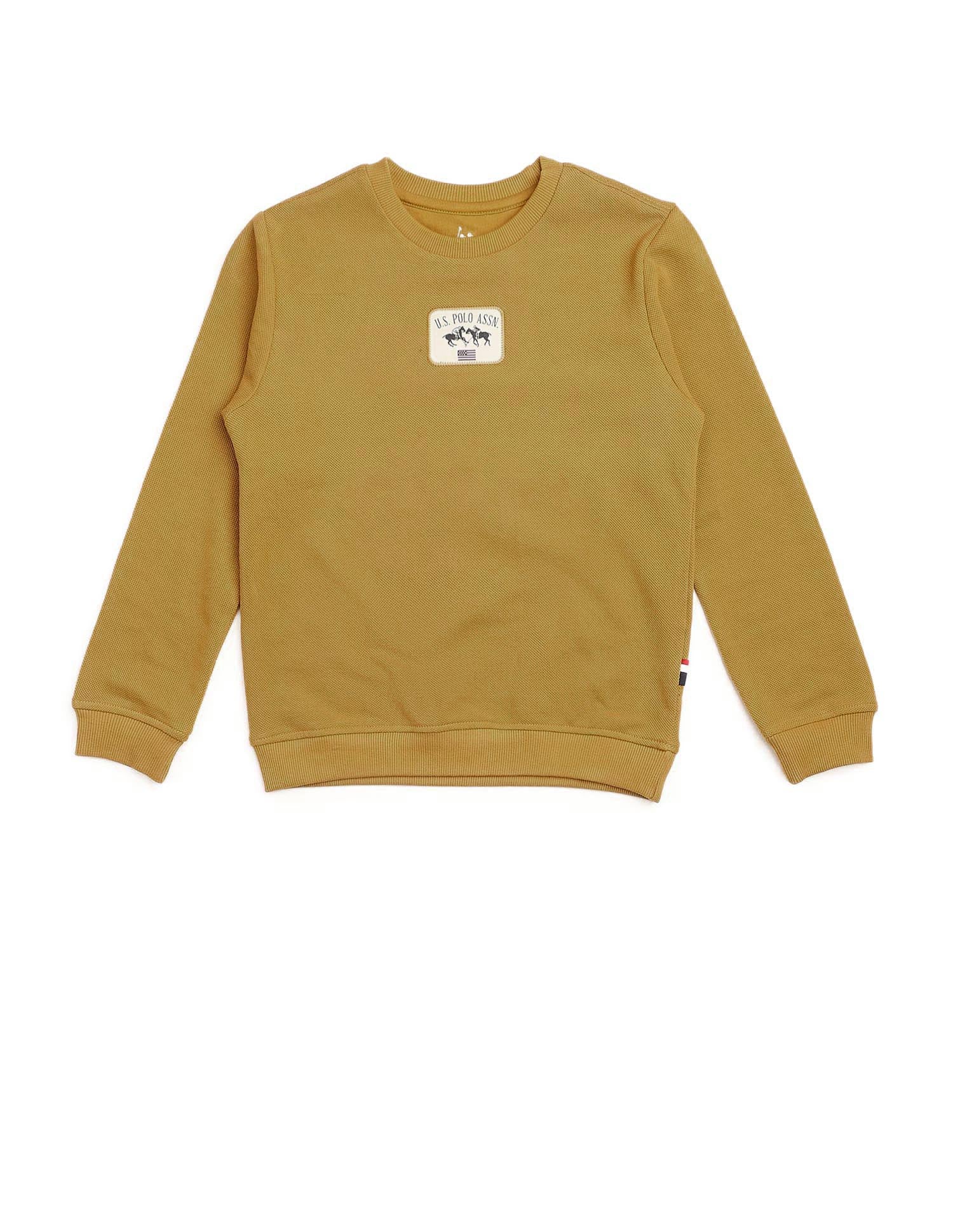 Boys Solid Regular Fit Sweatshirt Yellow - U.S. POLO ASSN. | Large