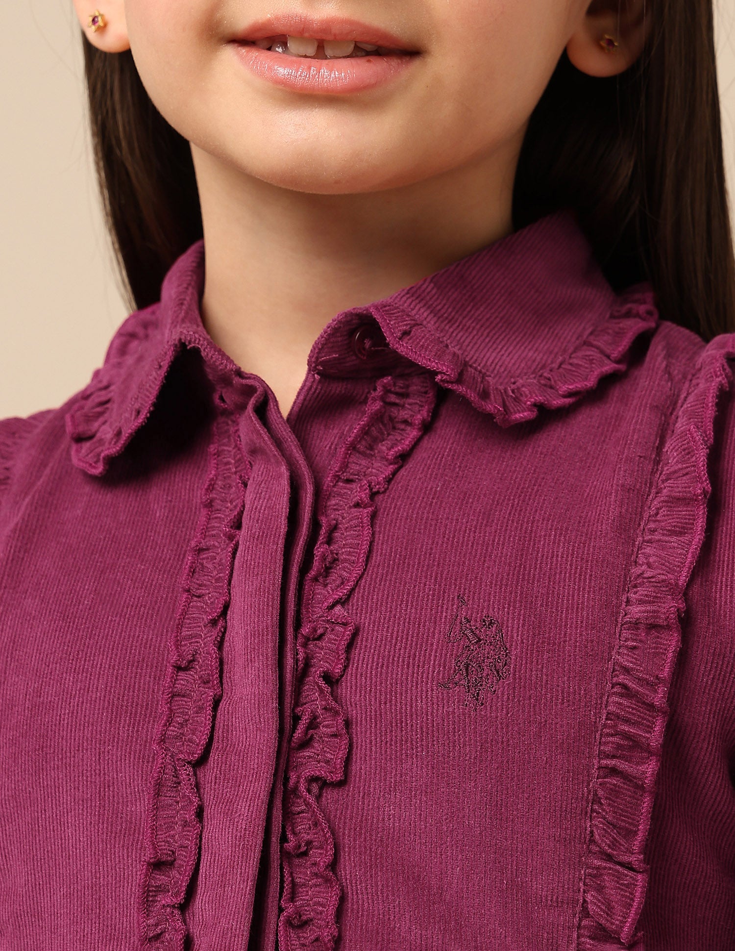 Girls Solid Shirt Dress Dark Pink - U.S. POLO ASSN. | Large