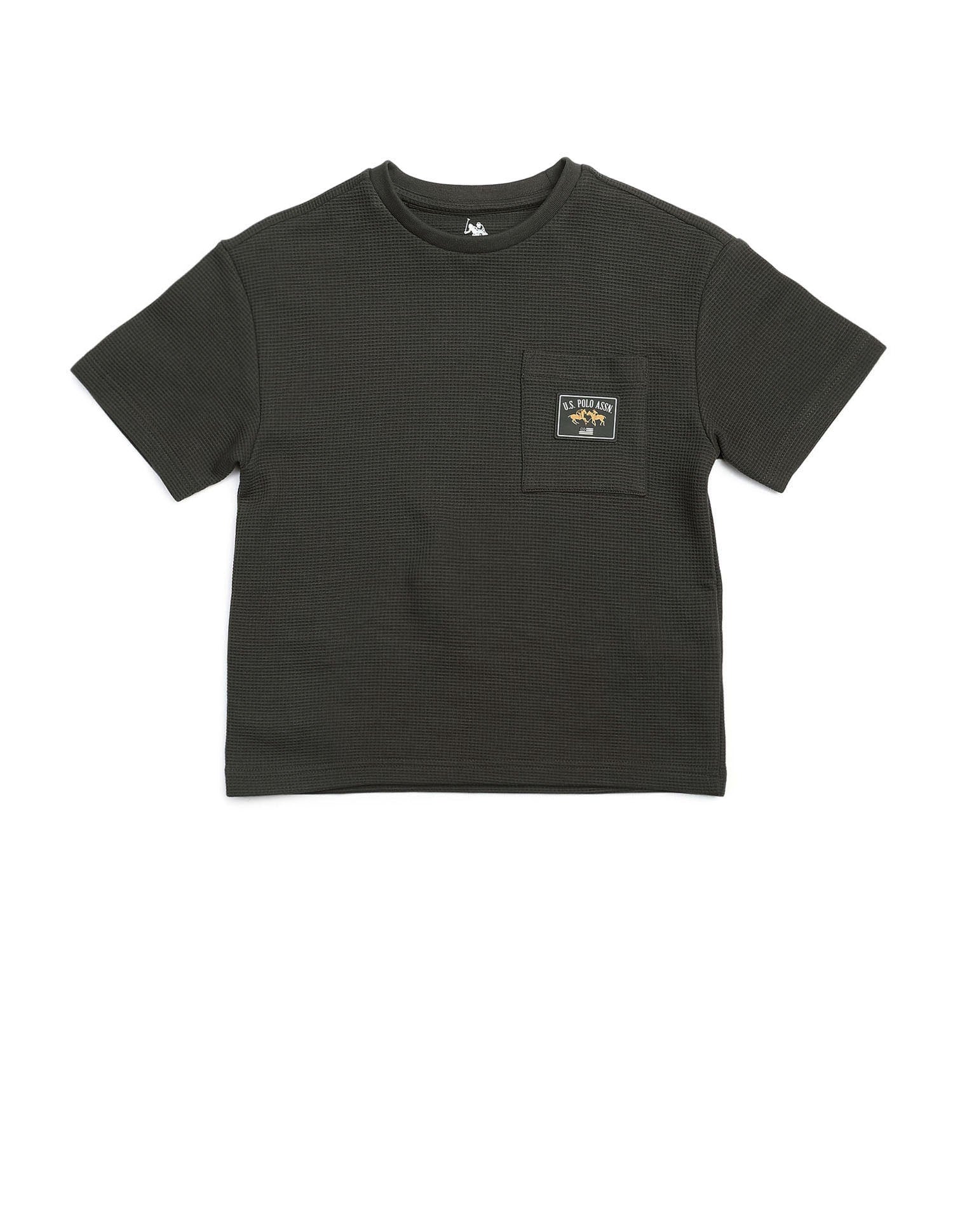 Boys Textured Boxy Fit T Shirt Olive - U.S. POLO ASSN. | Large