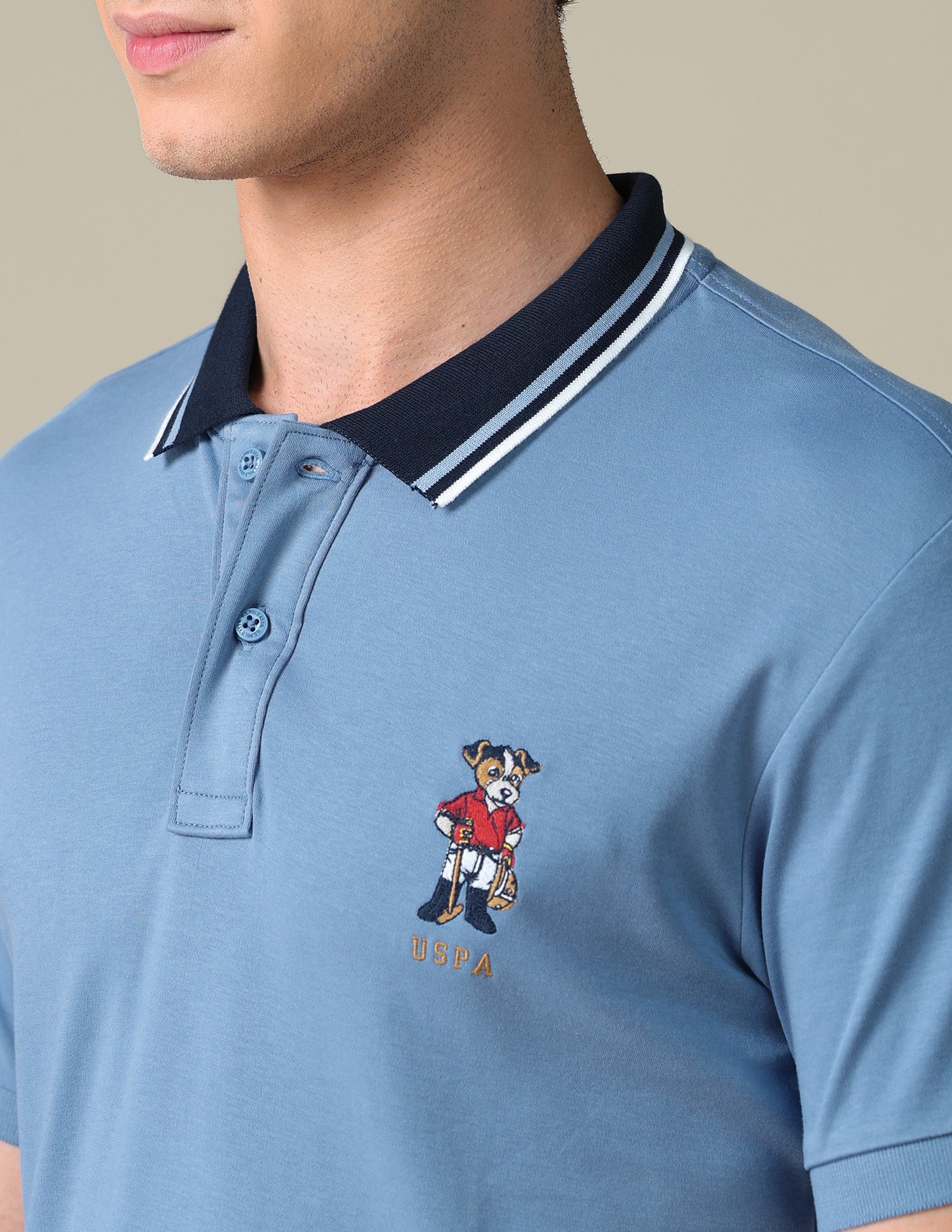 Regular Fit Solid Polo Shirt Blue - U.S. Polo Assn. India | Large