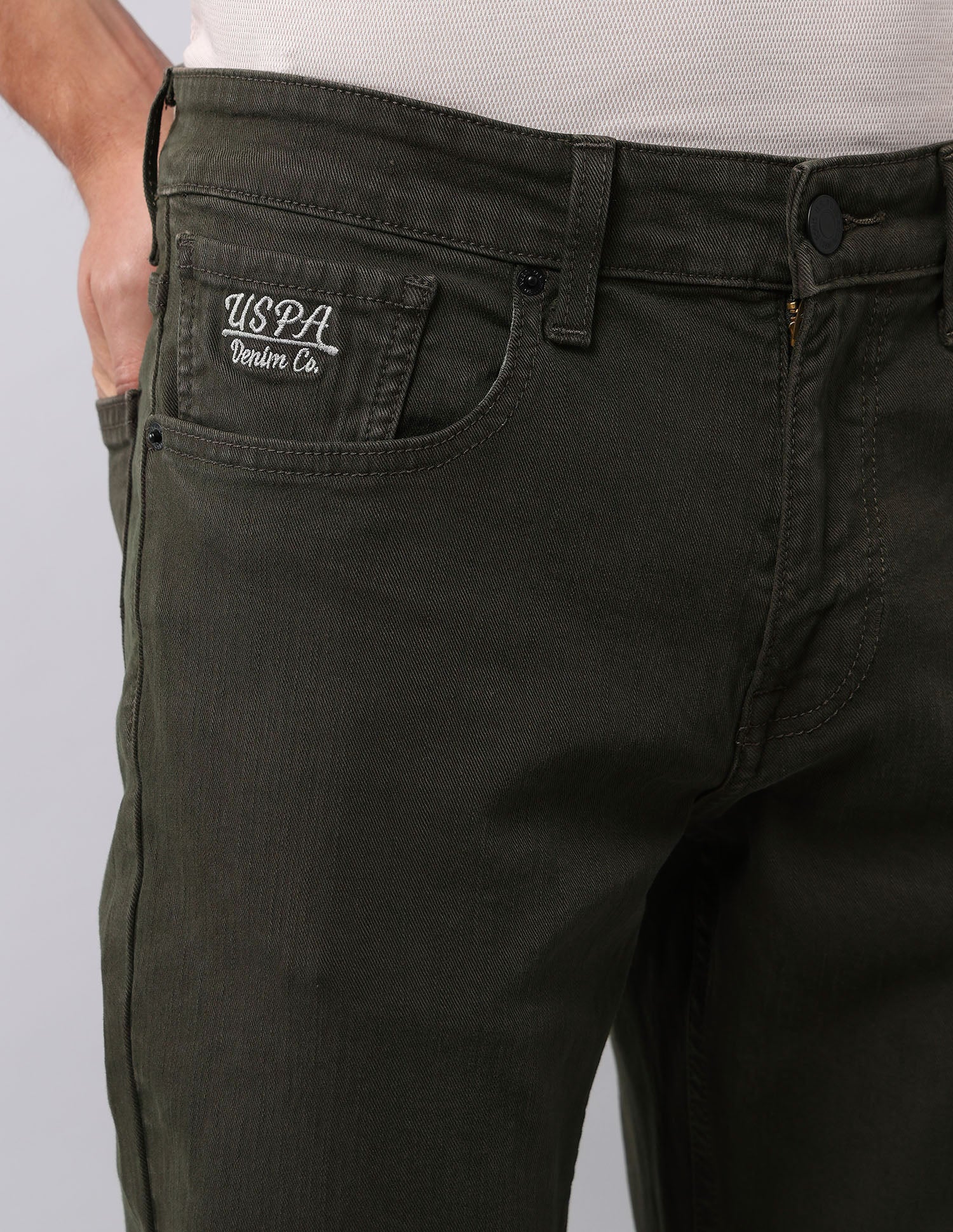 Brandon Slim Tapered Fit Green Jeans Olive - U.S. POLO ASSN. | Large