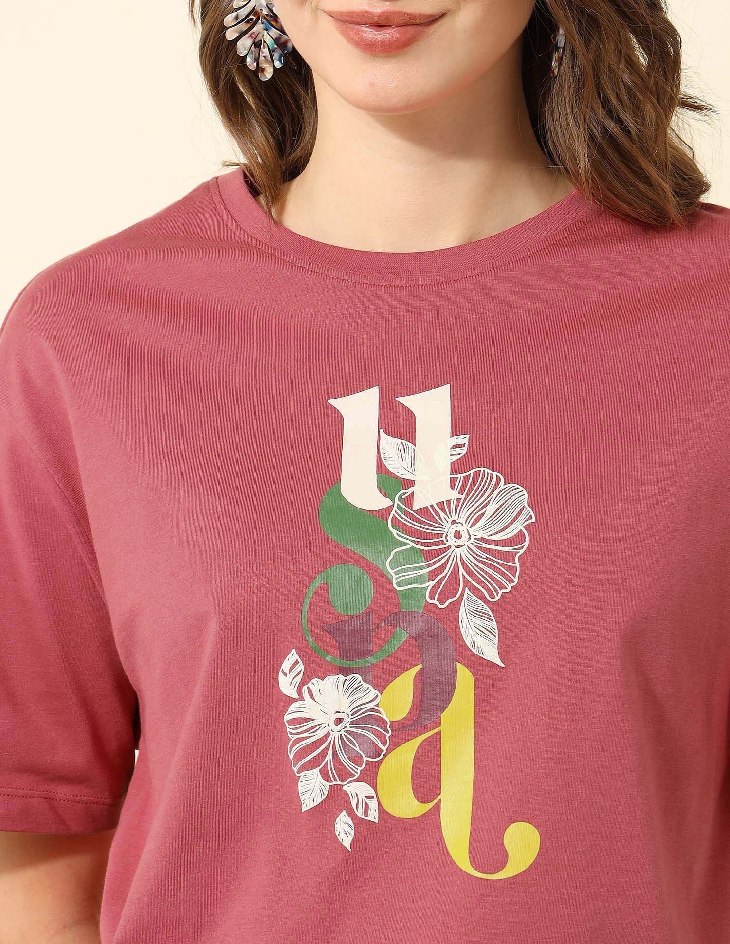 Boyfriend Fit Brand Printed T-Shirt Pink - U.S. Polo Assn. India | Large