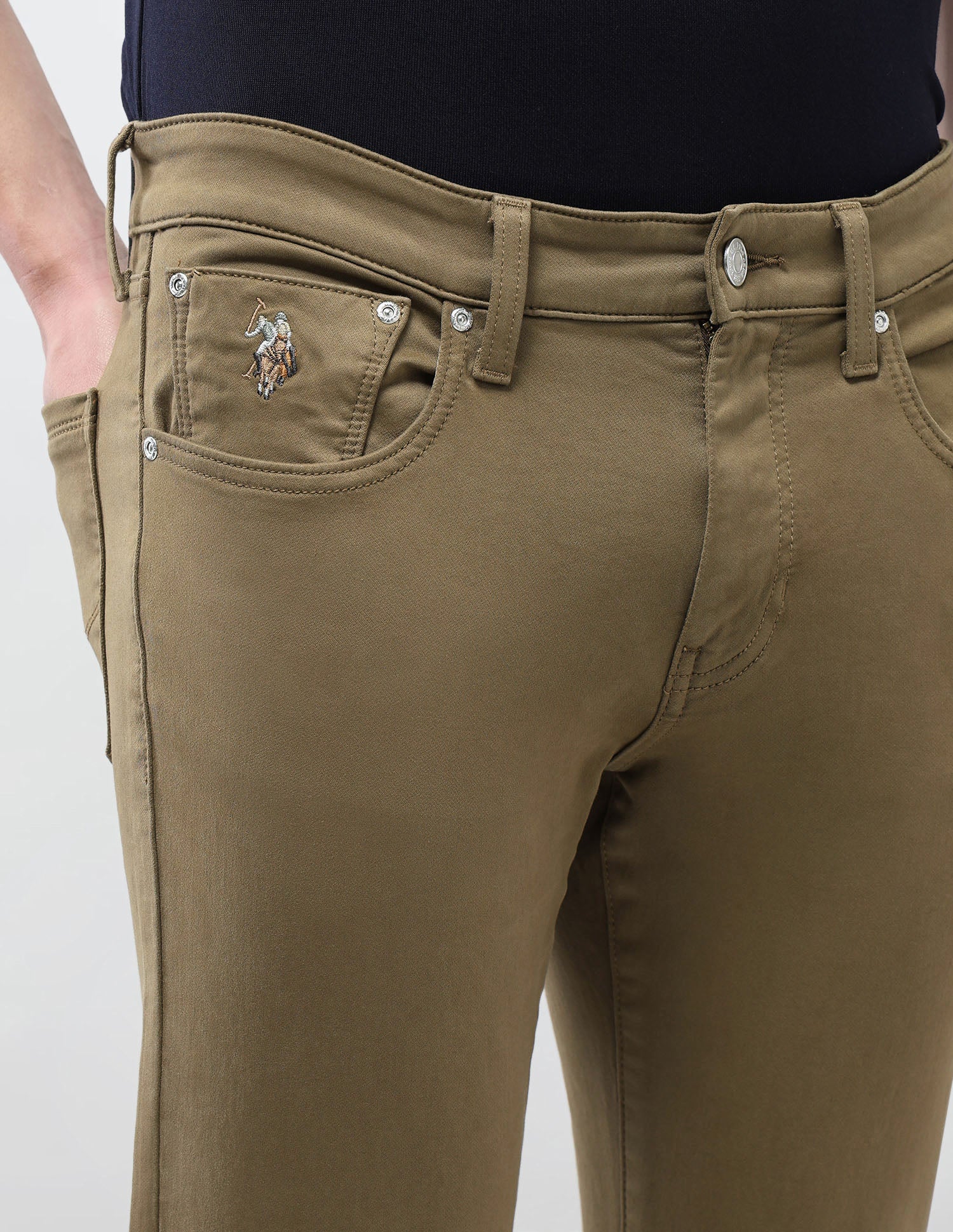 Brandon Slim Tapered Fit Brown Jeans Khaki - U.S. Polo Assn. India | Large