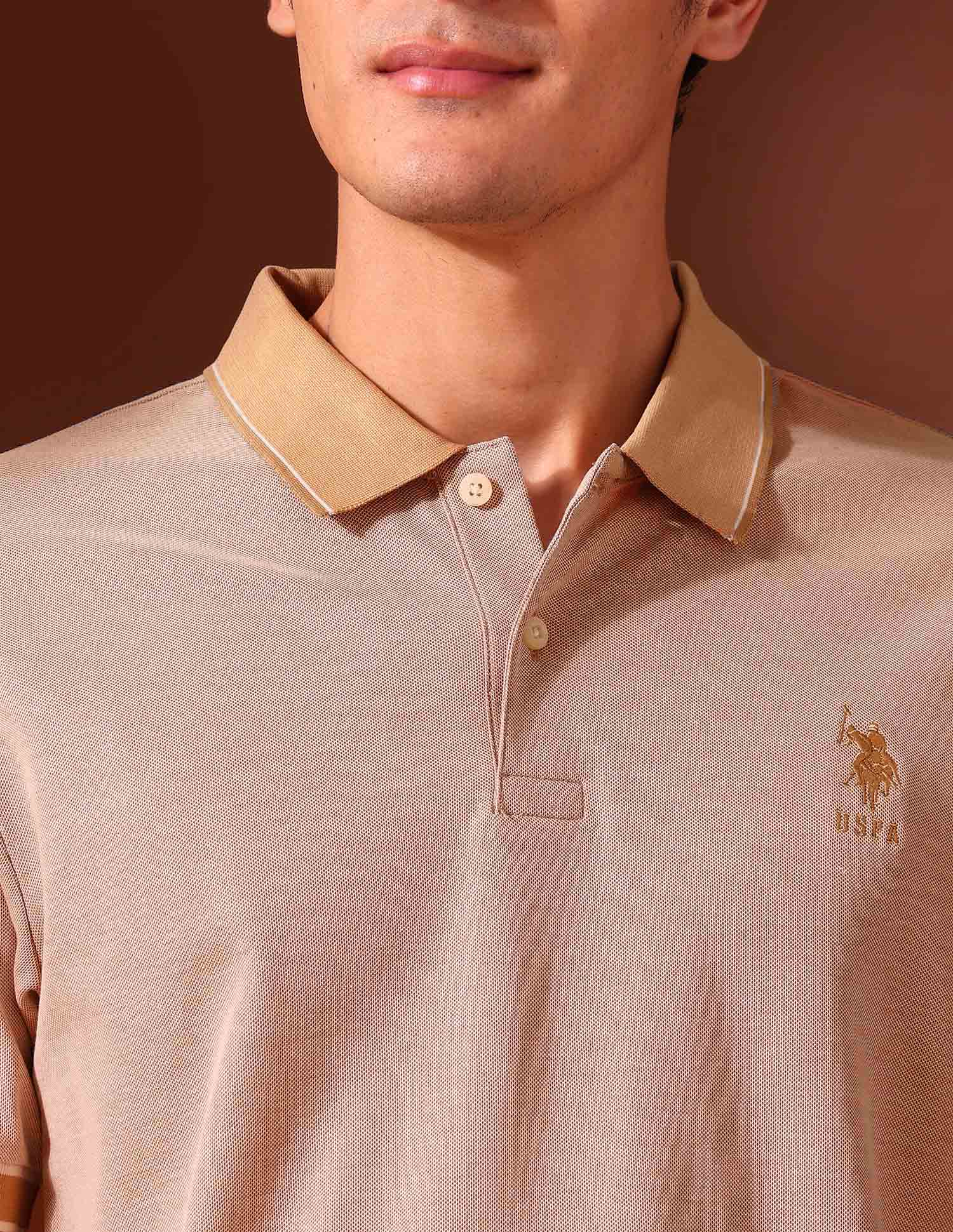 Solid Work and Wander Polo Shirt Beige - U.S. POLO ASSN. | Large
