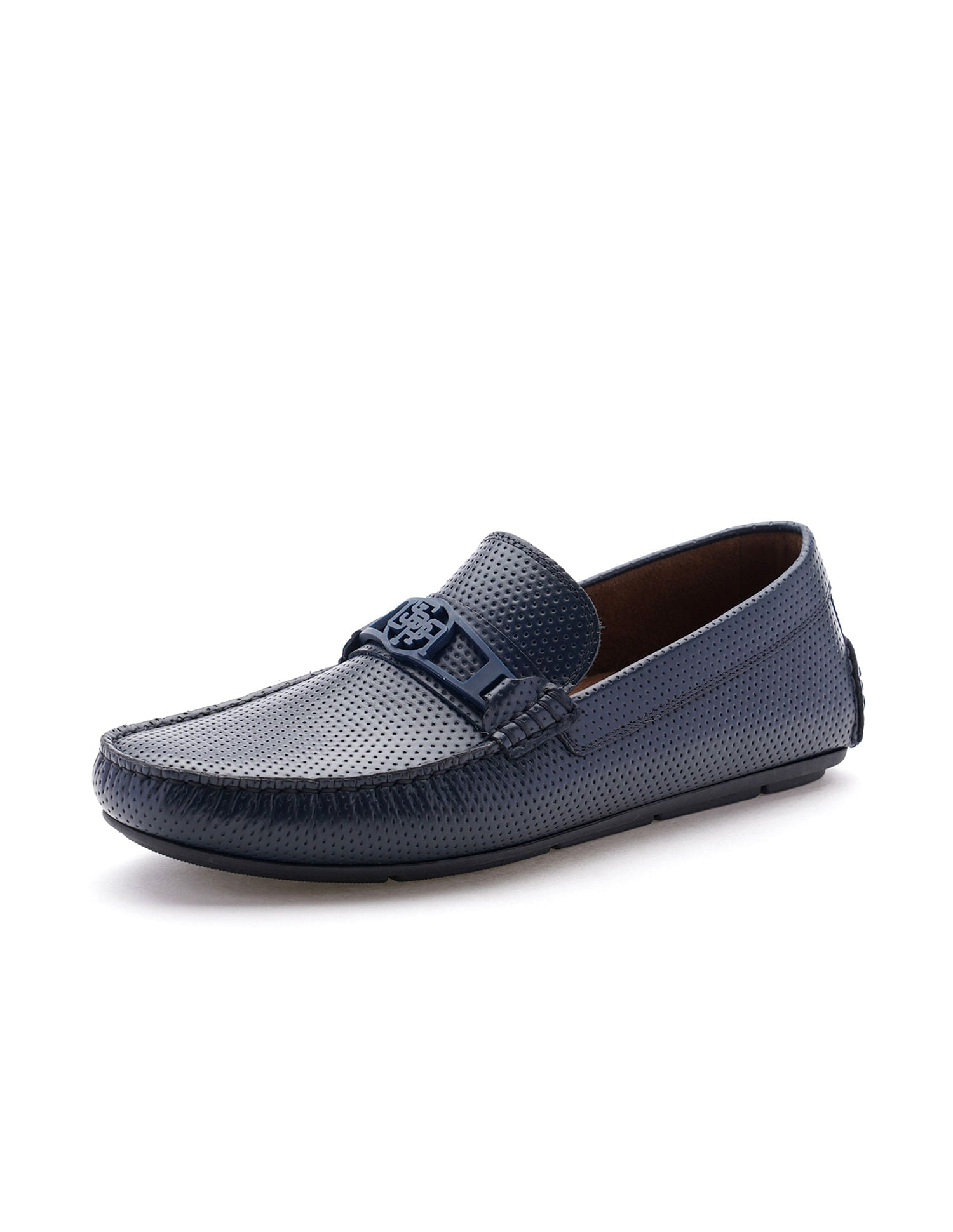 Men Perforated Leather Merren Loafers Navy - U.S. Polo Assn. India | Large