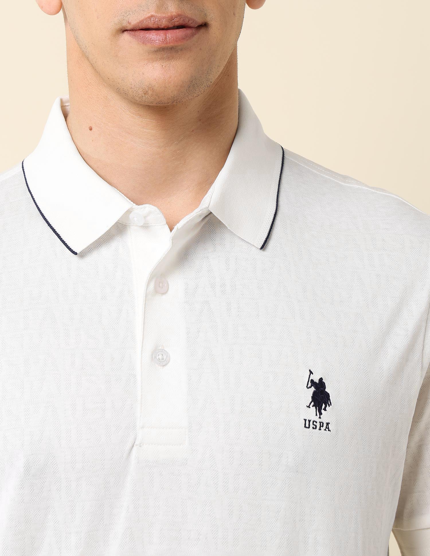 Solid Monochrome Majesty Polo Shirt White - U.S. Polo Assn. India | Large