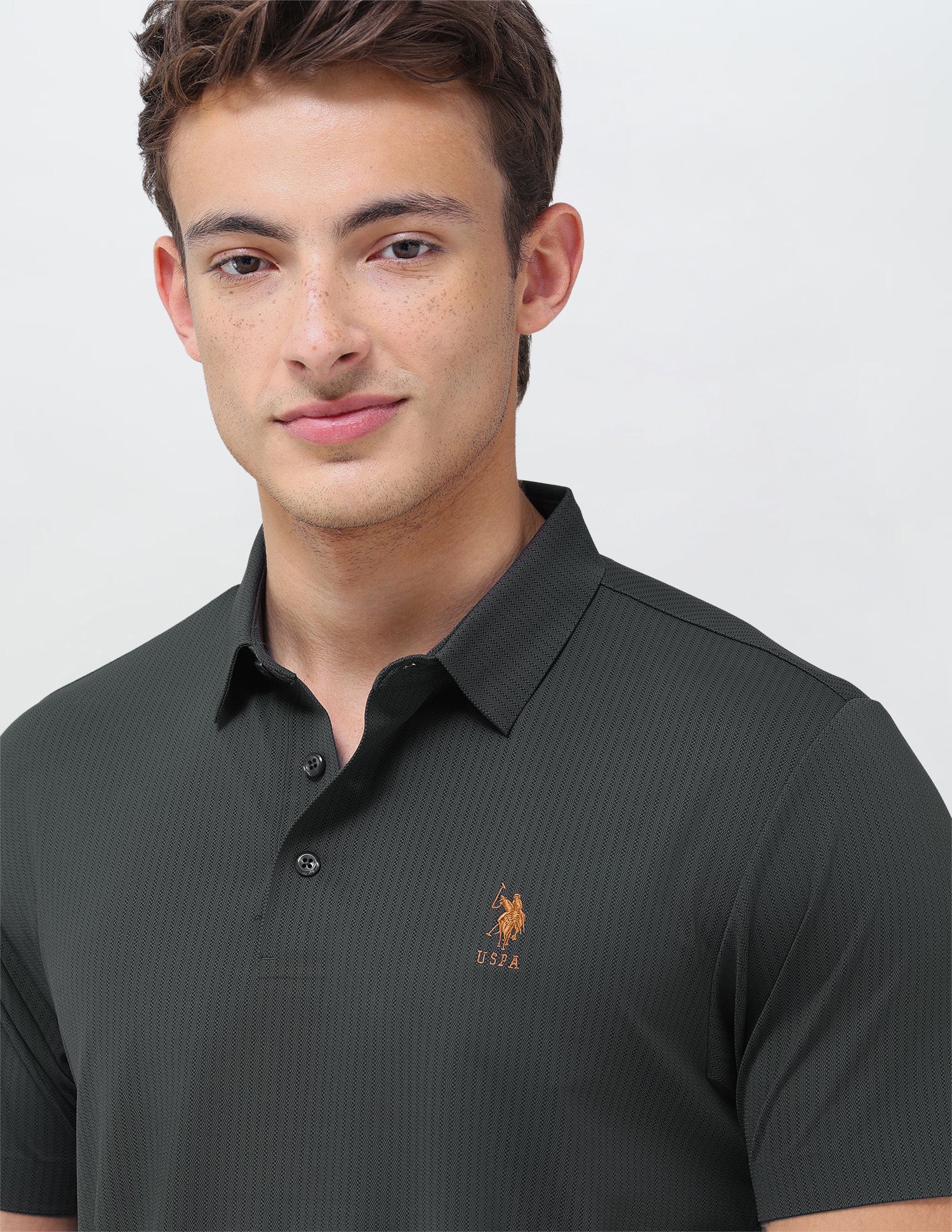 Jacquard Slim Fit Polo Shirt Dark Grey - U.S. Polo Assn. India | Large