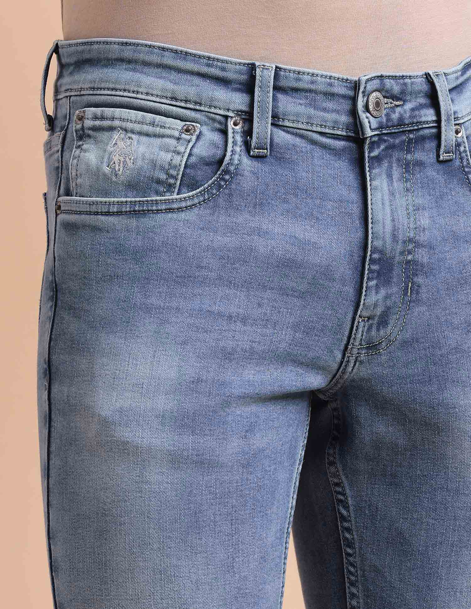 Brandon Slim Tapered Fit Blue Jeans Light Blue - U.S. POLO ASSN. | Large