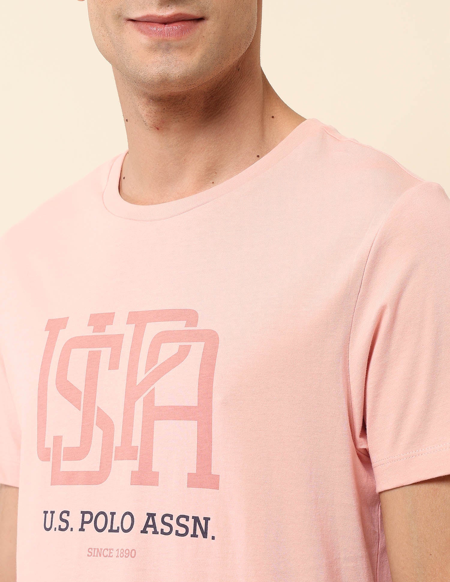 Brand Printed Slim Fit T- Shirt Light Pink - U.S. POLO ASSN. | Large