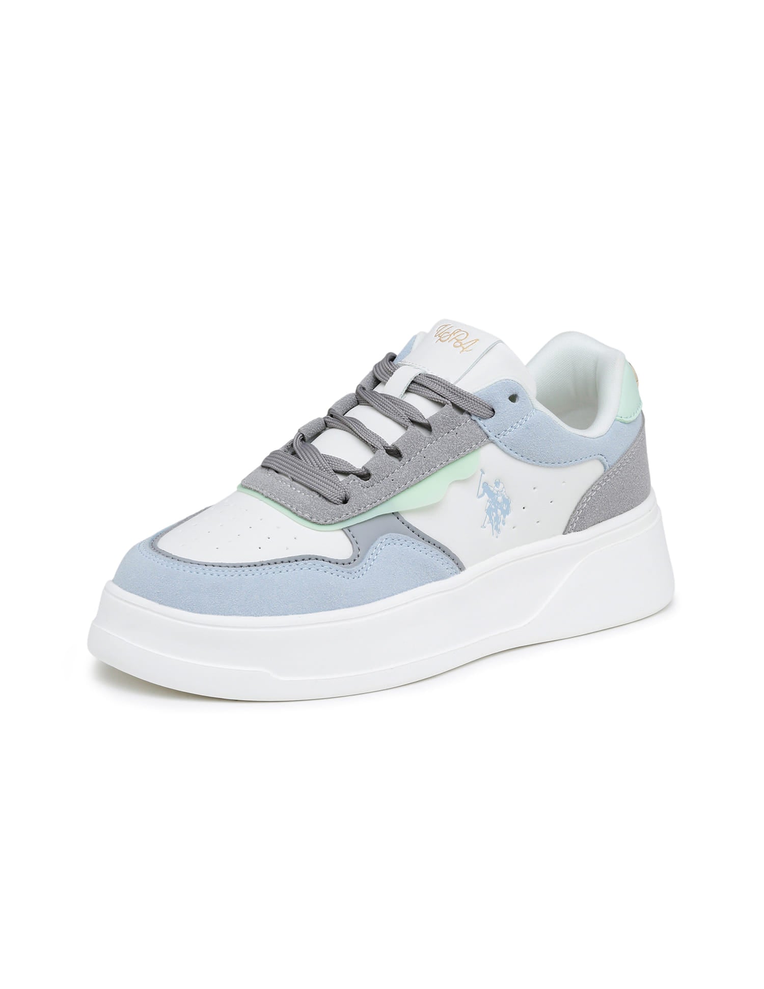 Women Aluna Colourblocked Lace Ups Sneakers Off White - U.S. Polo Assn. India | Large