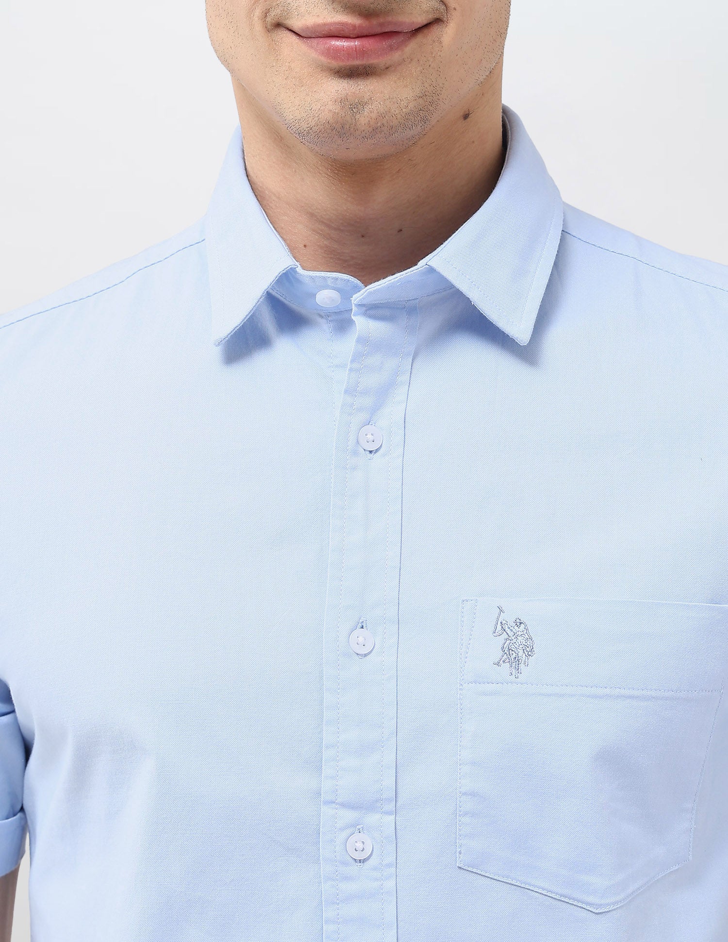 Tailored Fit Oxford Shirt Light Blue - U.S. Polo Assn. India | Large