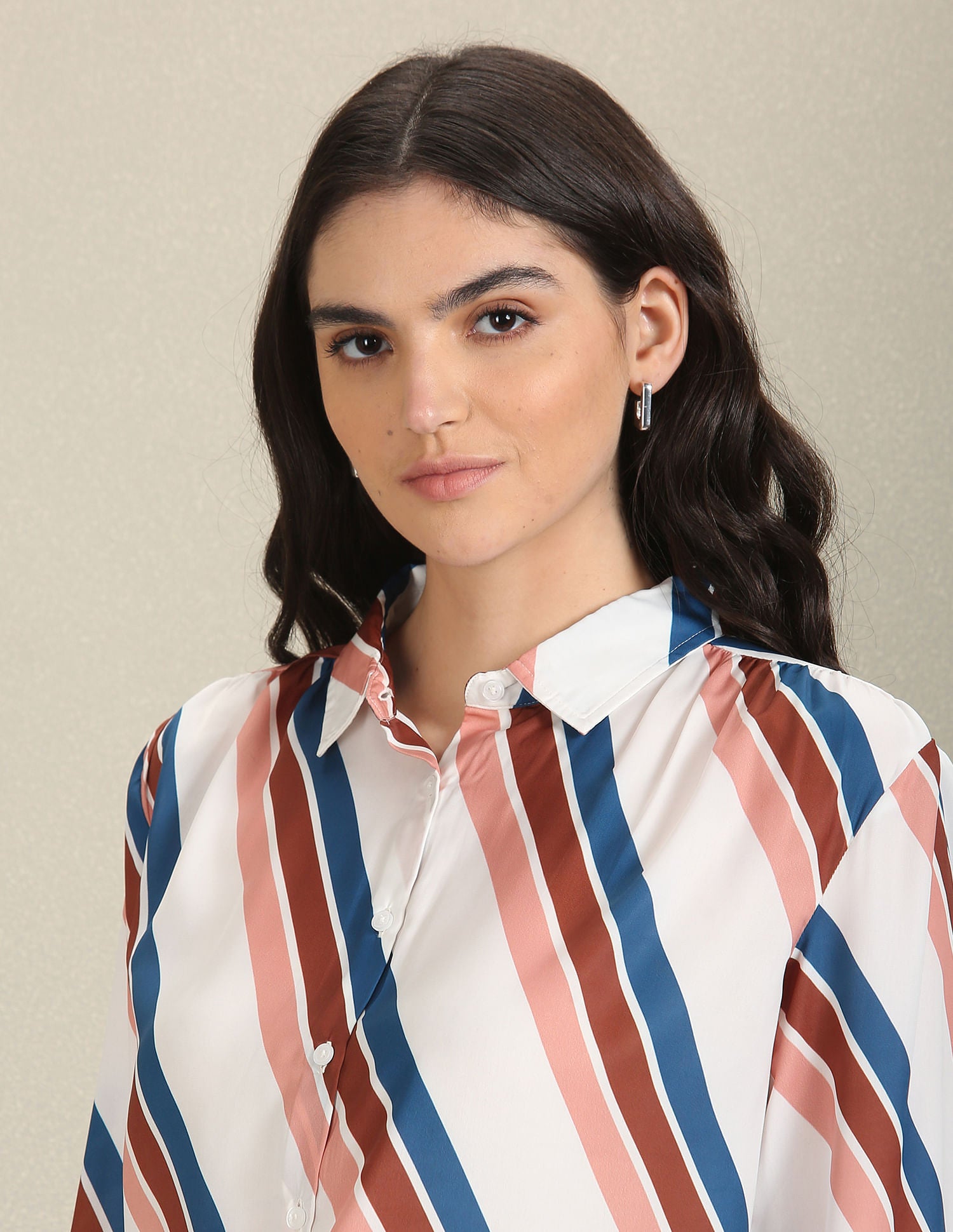 Spread Collar Diagonal Stripe Shirt White - U.S. Polo Assn. India | Large