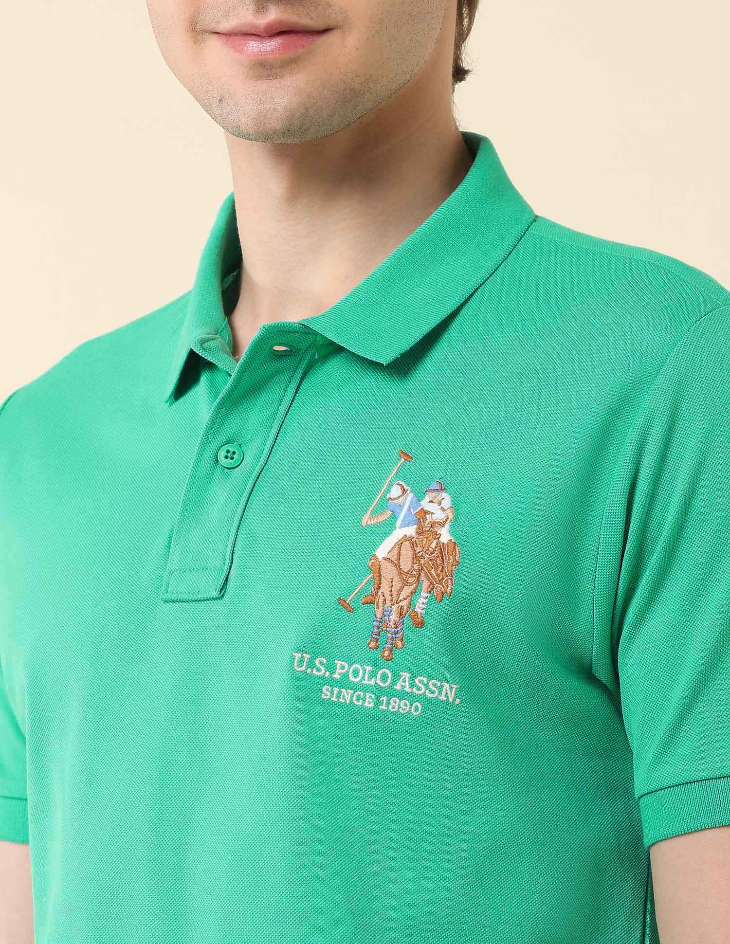 Slim Fit Summer Splash Polo Shirt Green - U.S. Polo Assn. India | Large
