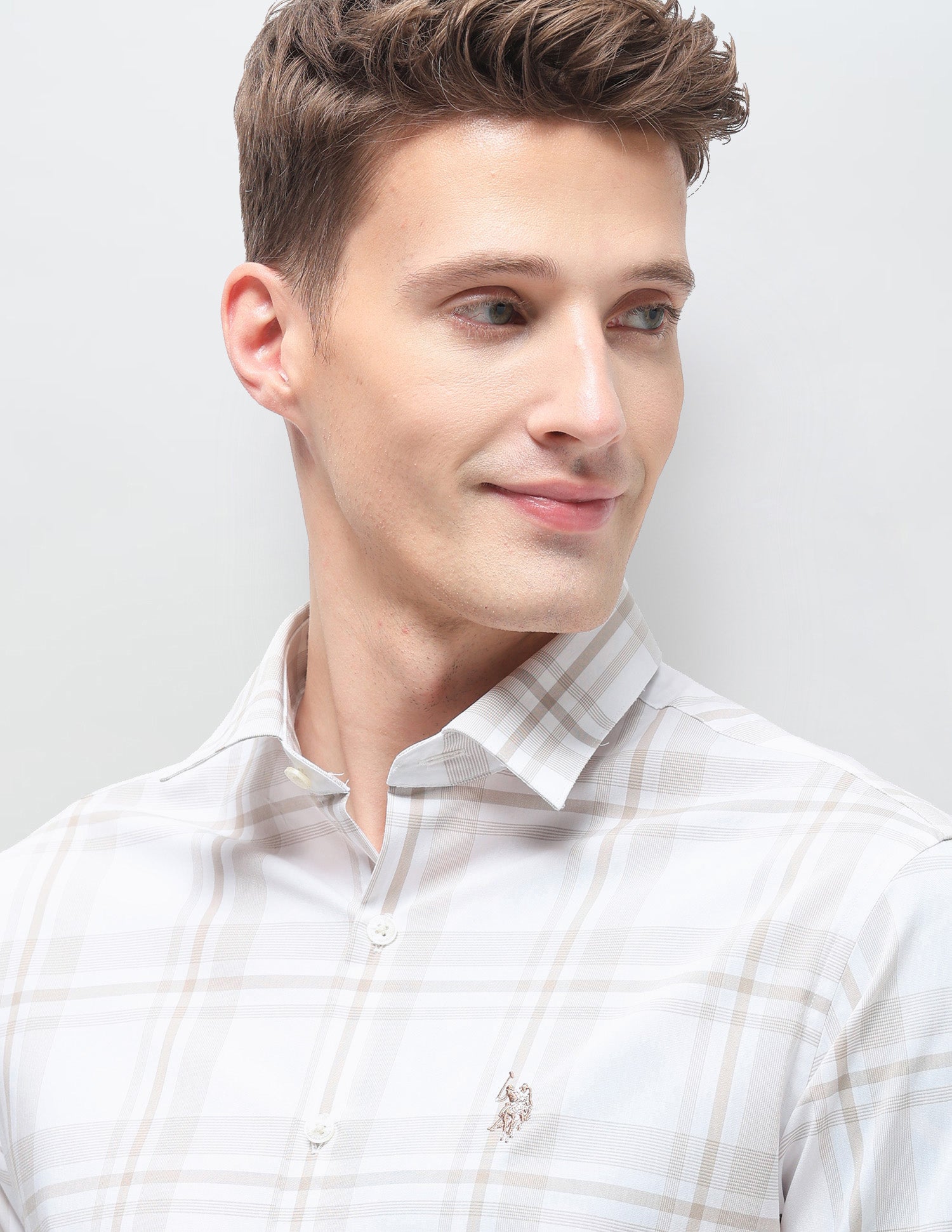 Plaid Checked Regular Fit Shirt Beige - U.S. Polo Assn. India | Large