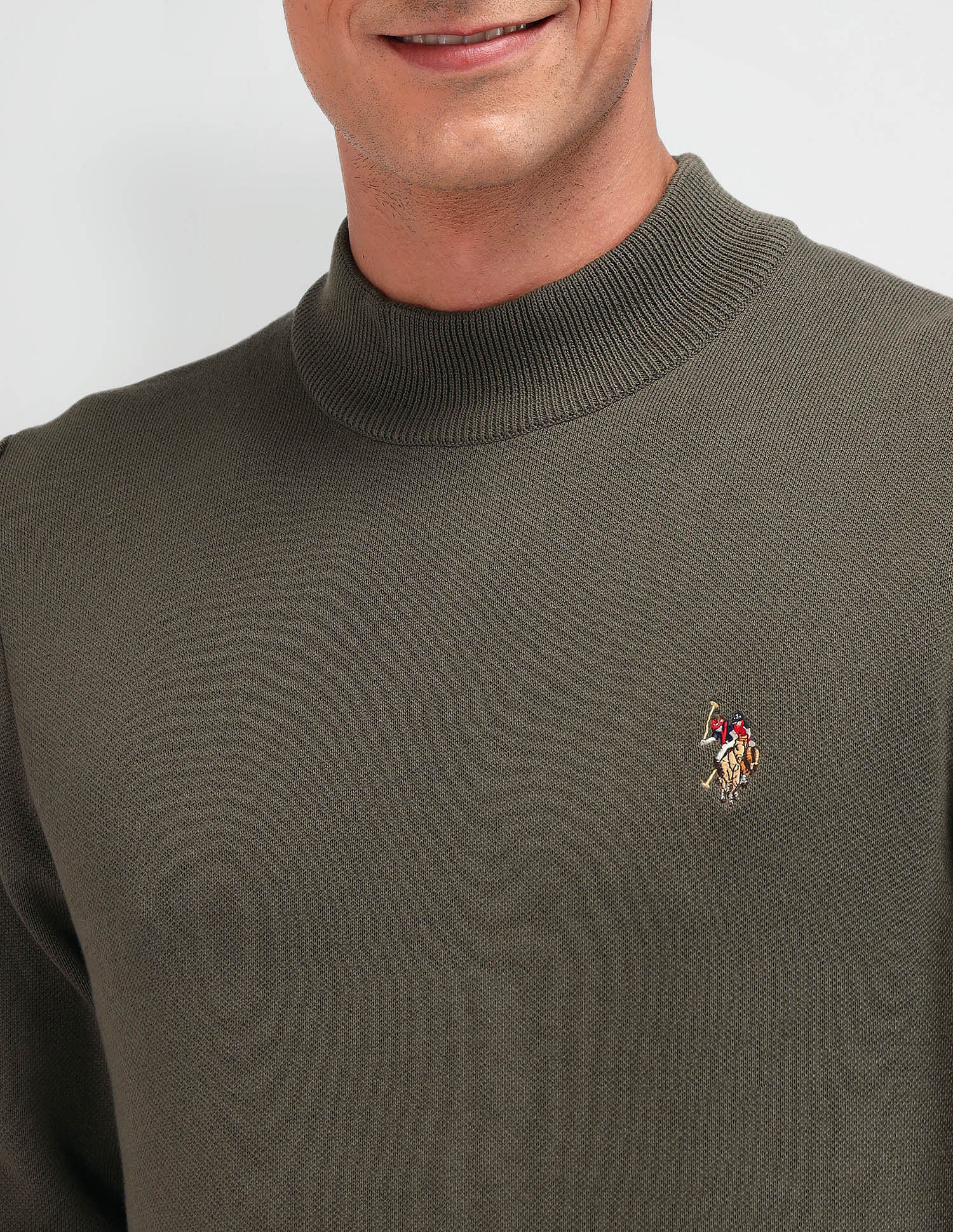 Regular Fit Solid Sweater Olive - U.S. POLO ASSN. | Large