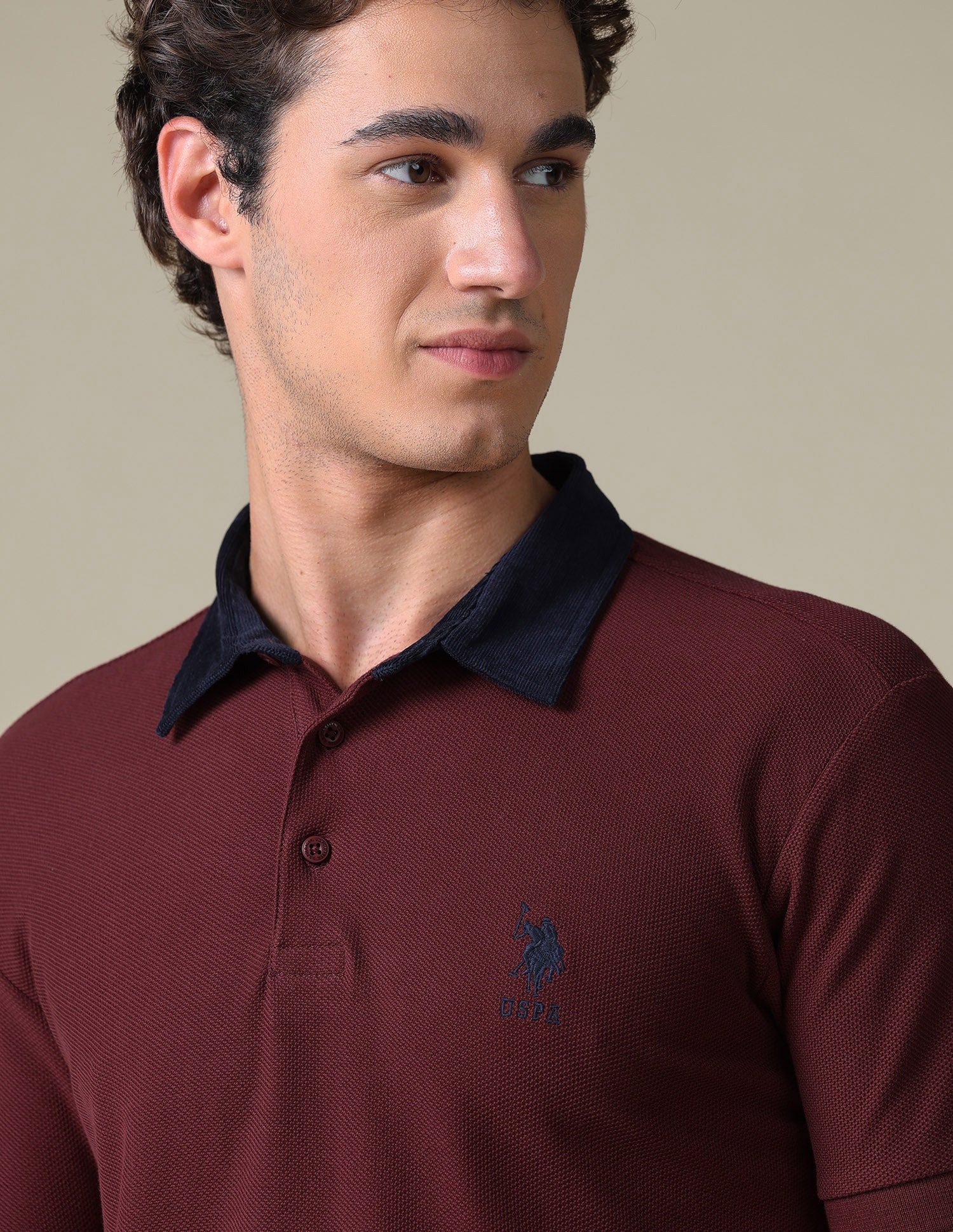 Regular Fit Solid Polo Shirt Wine - U.S. Polo Assn. India | Large