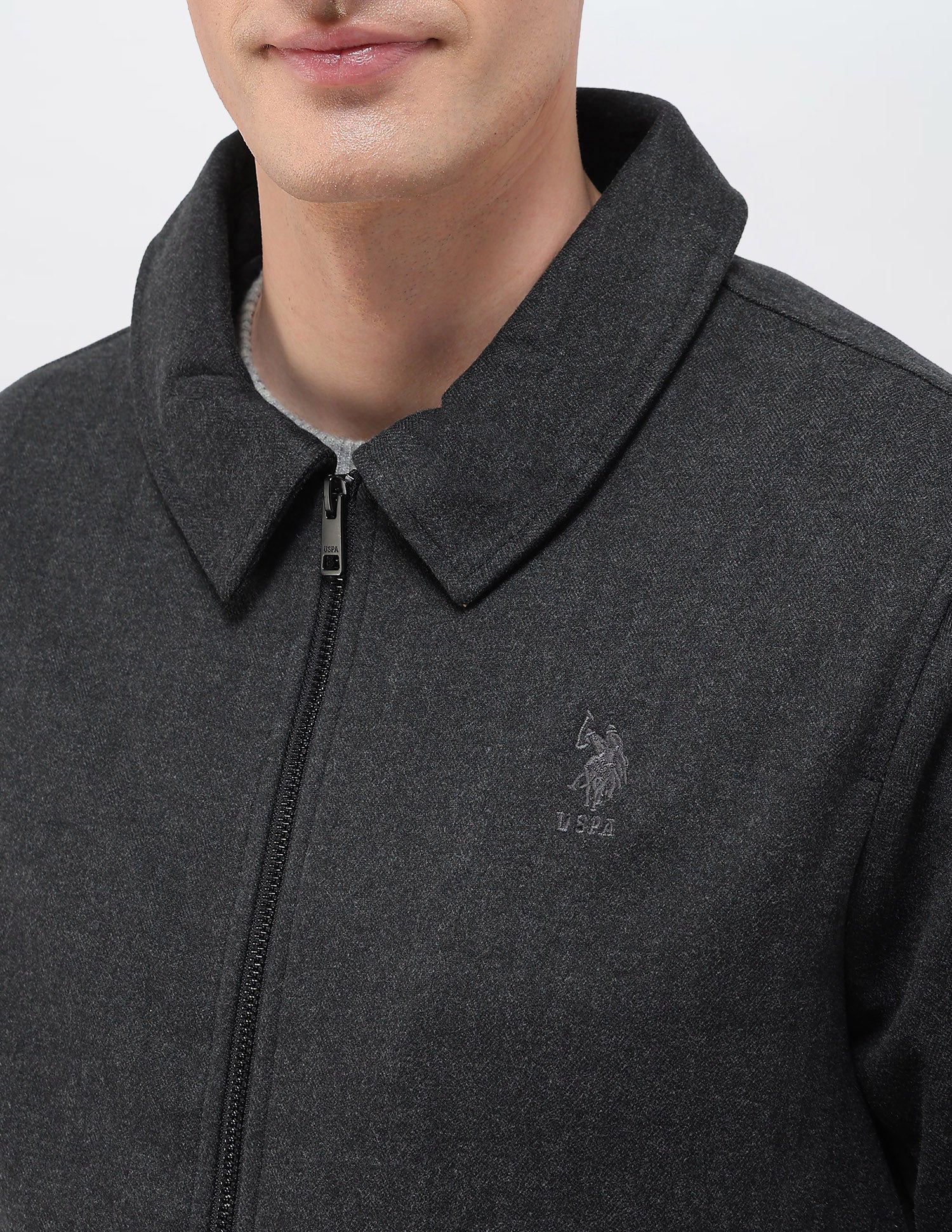 Heathered Regular Fit Jacket Charcoal - U.S. POLO ASSN. | Large