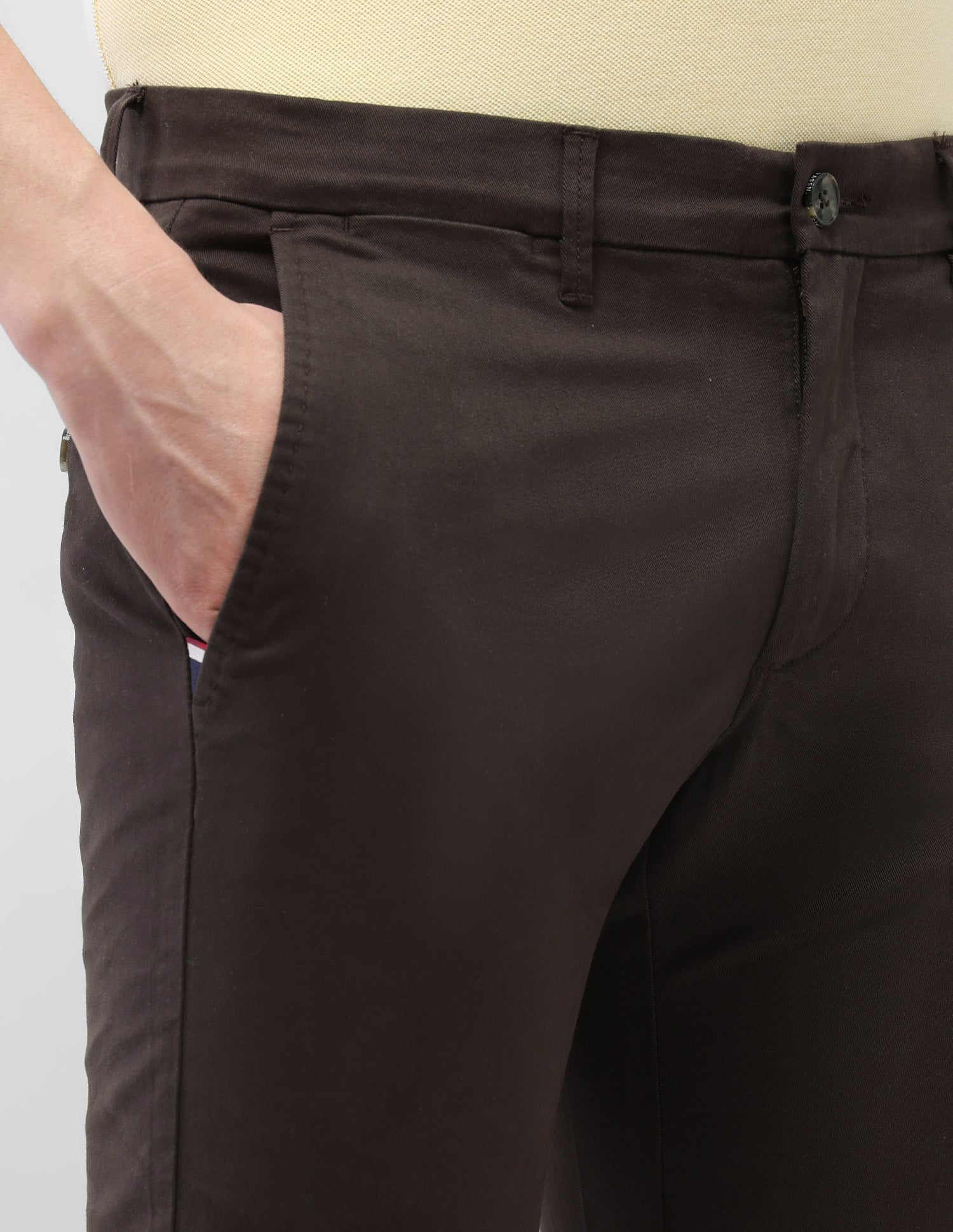 Denver Slim Fit Satin Trousers Dark Brown - U.S. Polo Assn. India | Large
