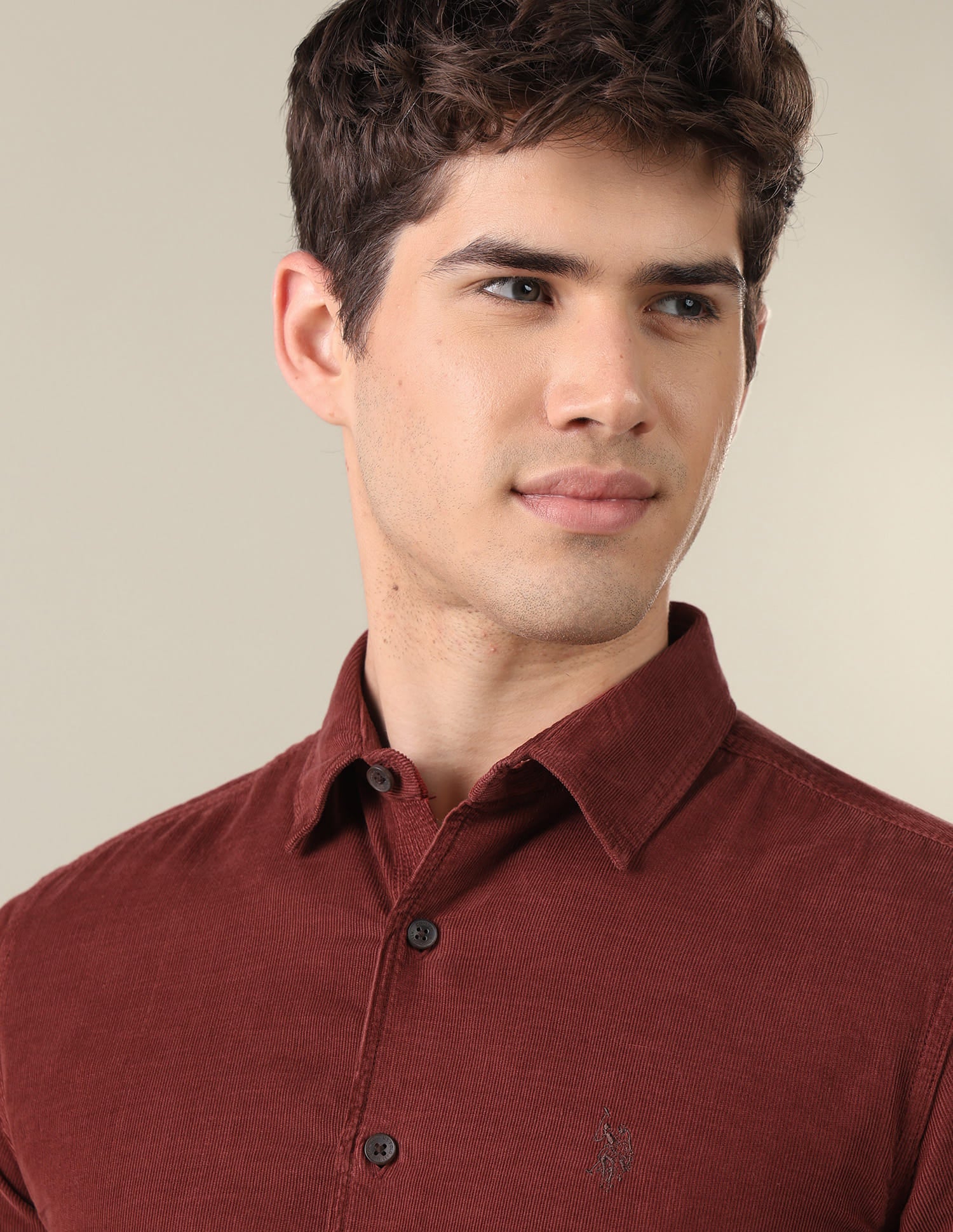 Corduroy Regular Fit Shirt Brown - U.S. Polo Assn. India | Large