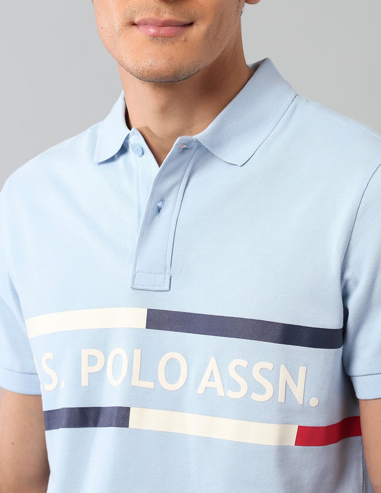 Muscle Fit Americana Polo Shirt Light Blue - U.S. Polo Assn. India | Large