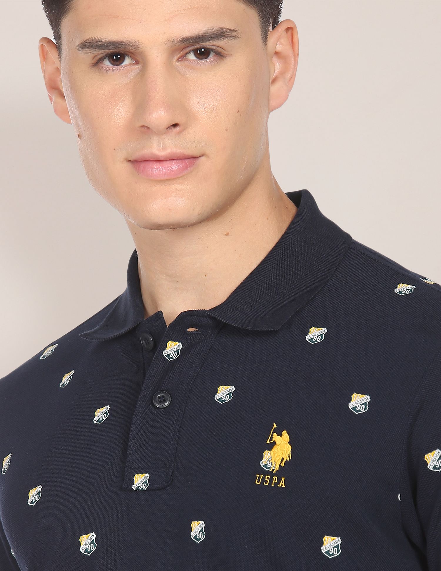 Shield Print Polo Shirt Navy - U.S. Polo Assn. India | Large