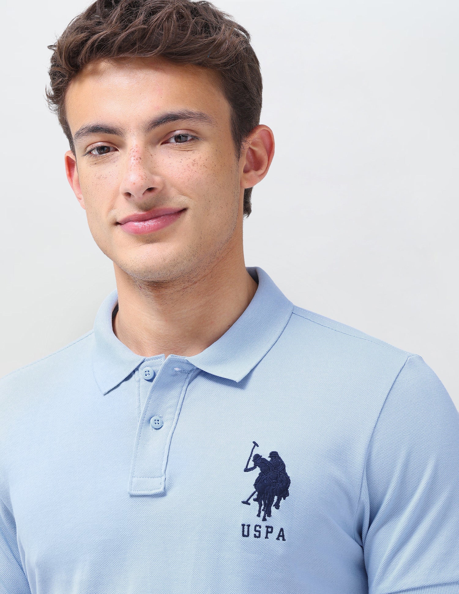 Solid Regular Fit Polo Shirt Light Blue - U.S. Polo Assn. India | Large