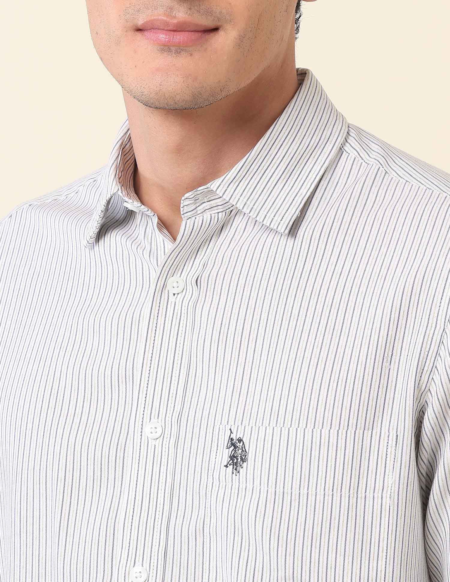 Vertical Striped Tailored Fit Shirt Dark Blue - U.S. Polo Assn. India | Large