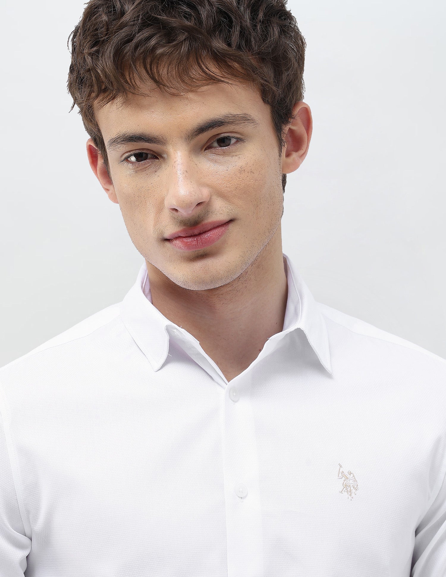 Textured Regular Fit Shirt White - U.S. Polo Assn. India | Large