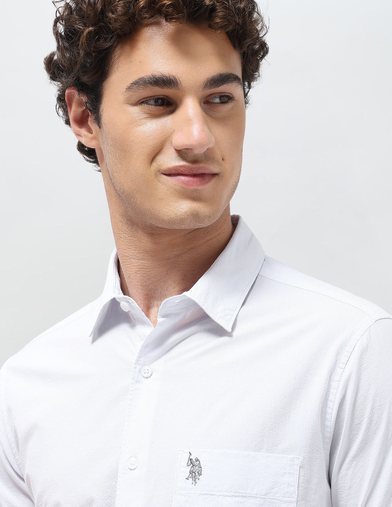 Pinstriped Seersucker Shirt Light Blue - U.S. Polo Assn. India | Large