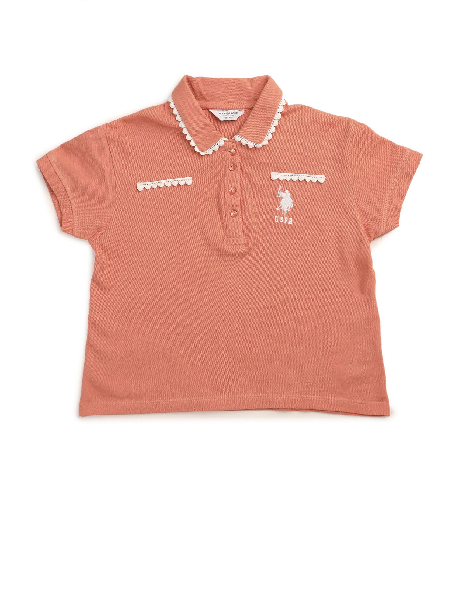 Girls Solid Lace Trim Top Rust - U.S. POLO ASSN. | Large