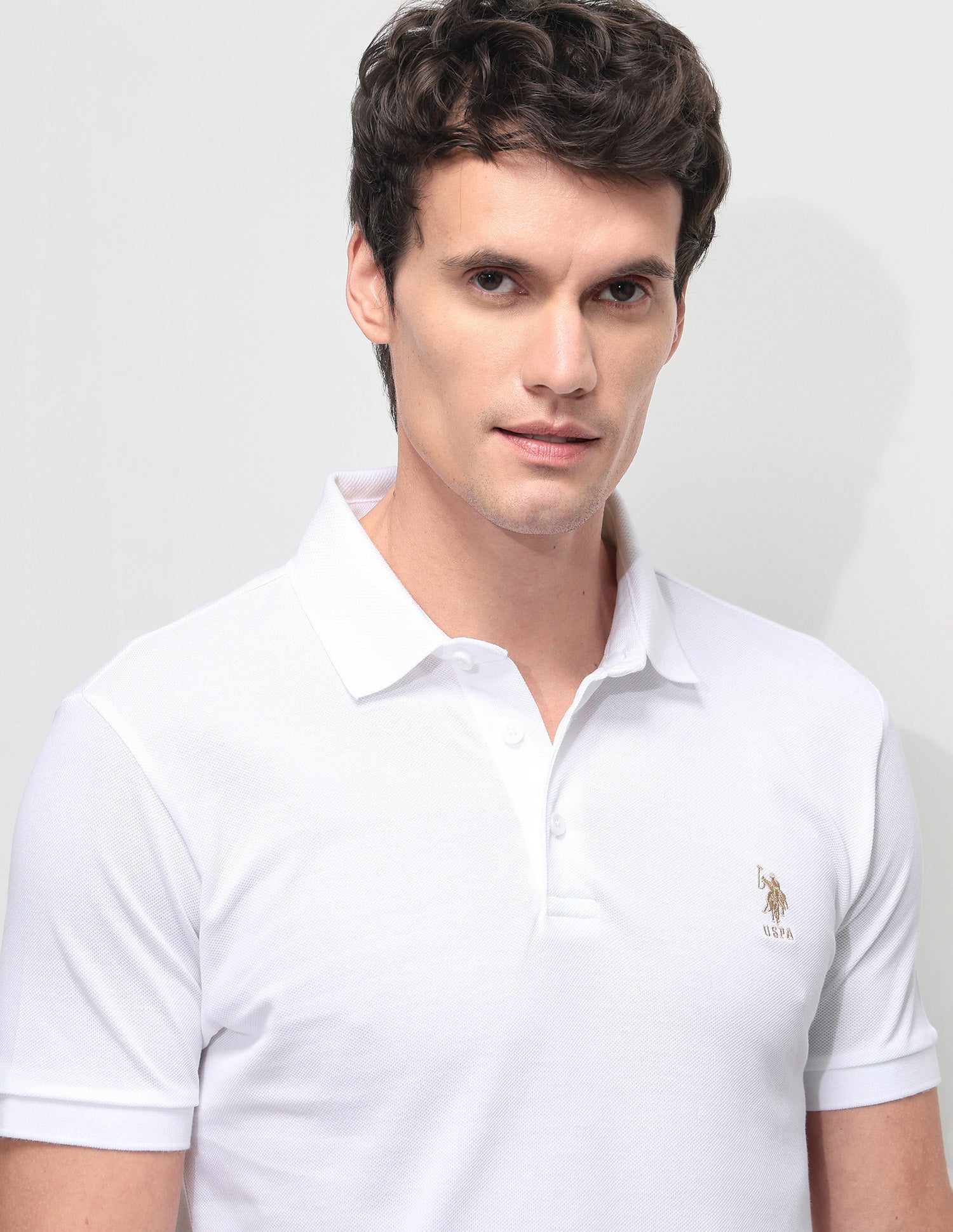 Solid Slim Fit Polo Shirt Off White - U.S. Polo Assn. India | Large