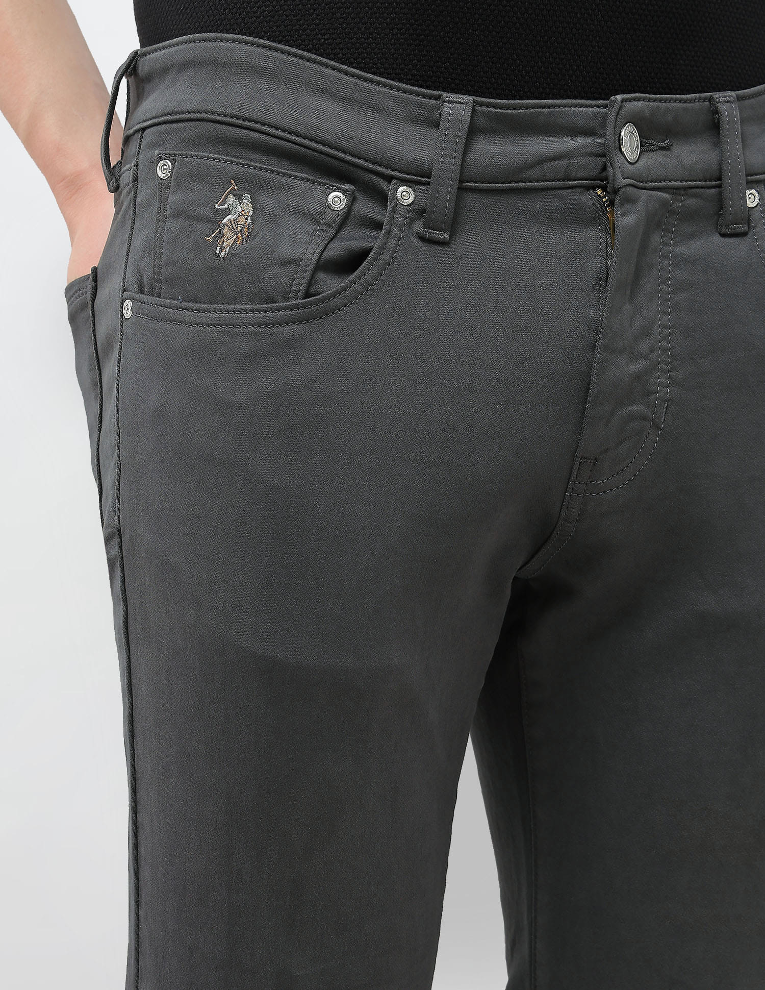 Mid Rise Brandon Slim-Tapered Fit Jeans Dark Grey - U.S. Polo Assn. India | Large