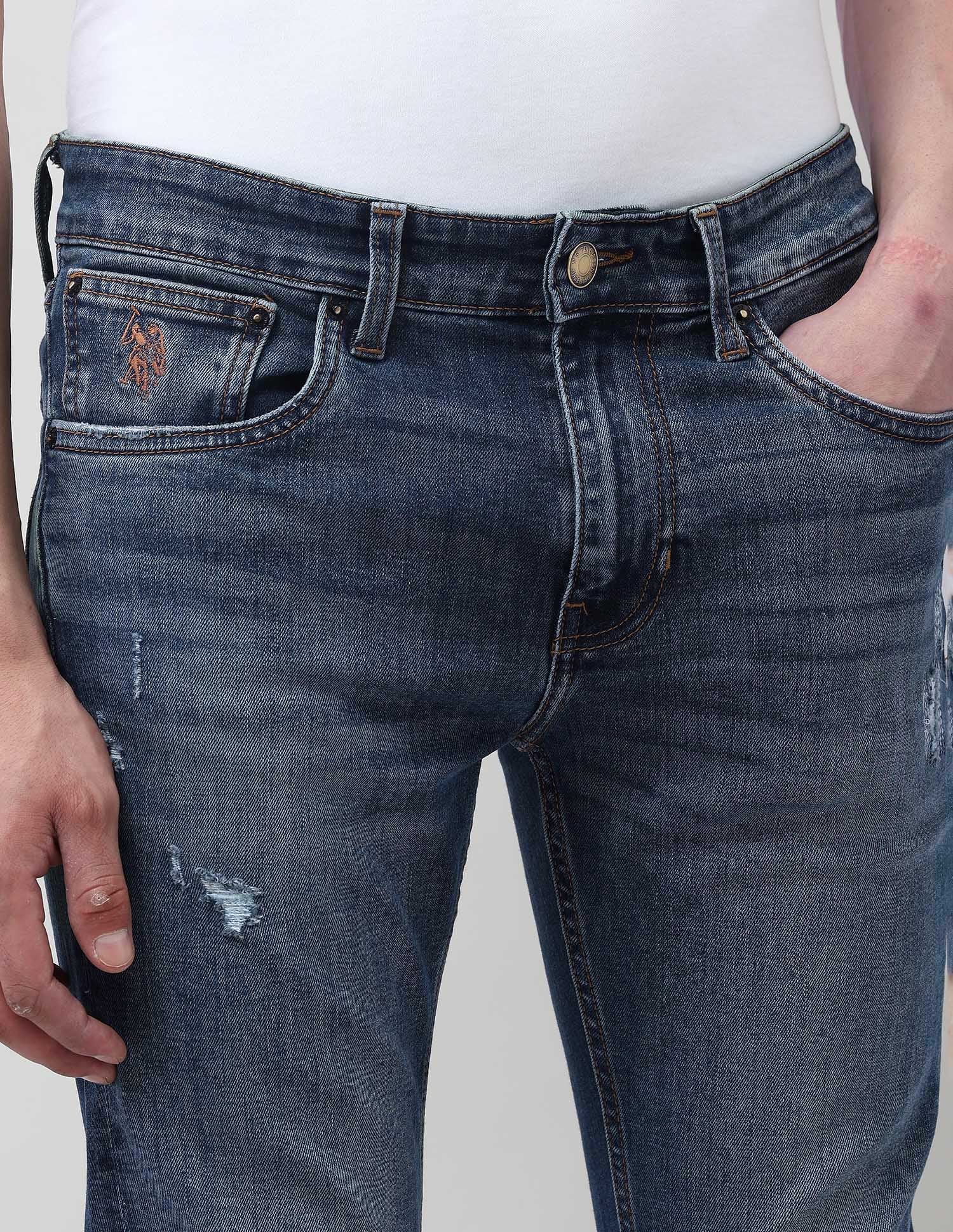 Regallo Skinny Fit Blue Jeans Mid Wash - U.S. POLO ASSN. | Large