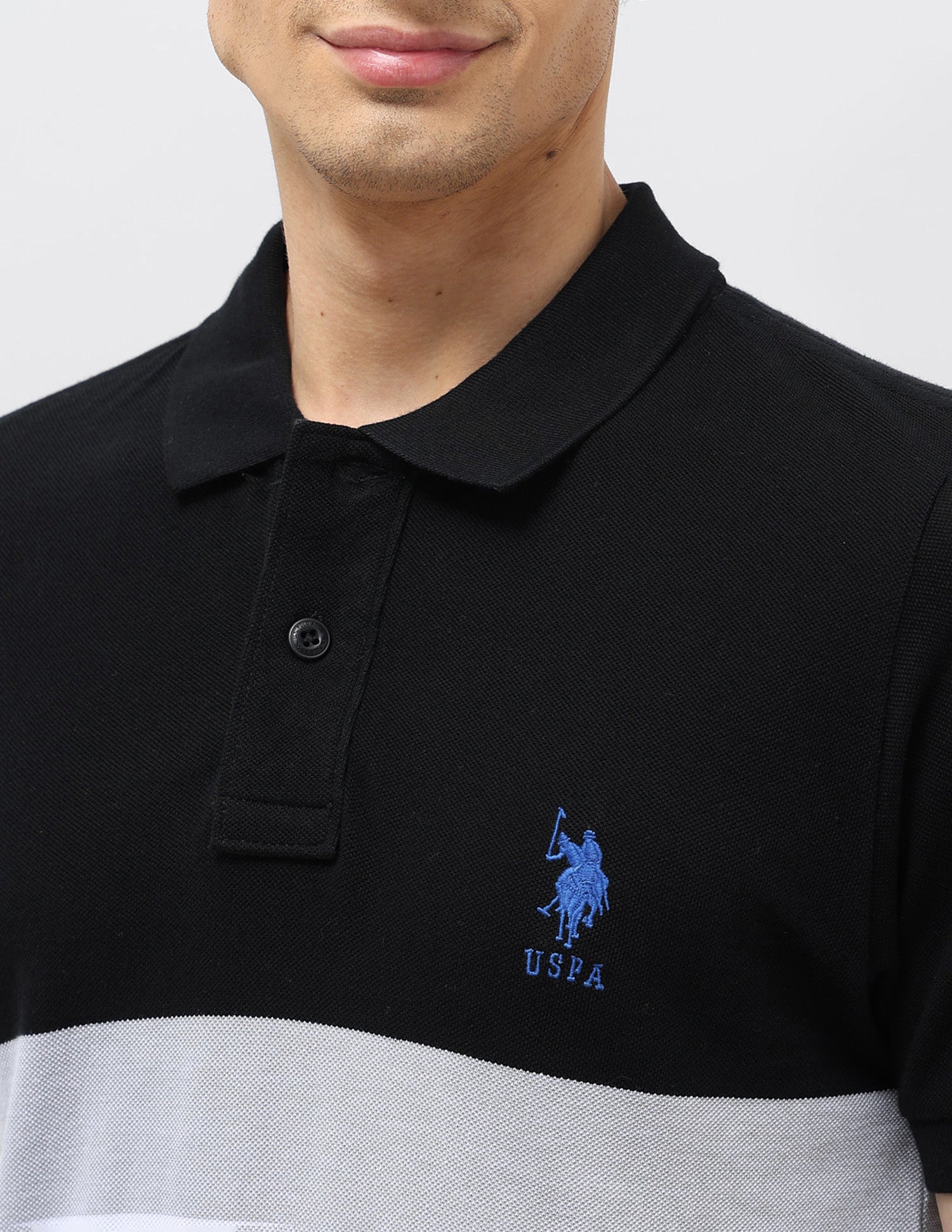 Horizontal Striped Slim Fit Polo shirt Black - U.S. Polo Assn. India | Large