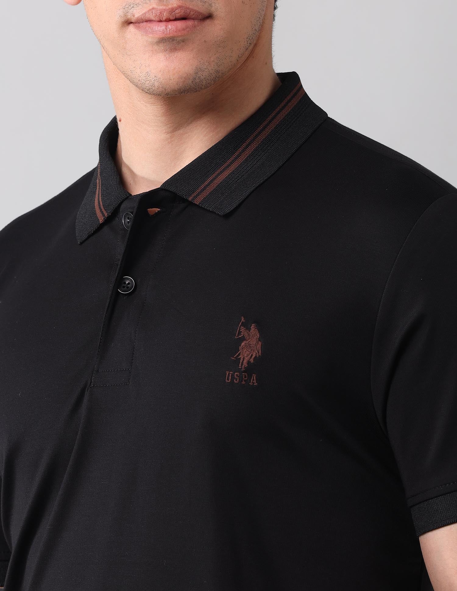 Solid Black Label Polo Shirt Black - U.S. Polo Assn. India | Large