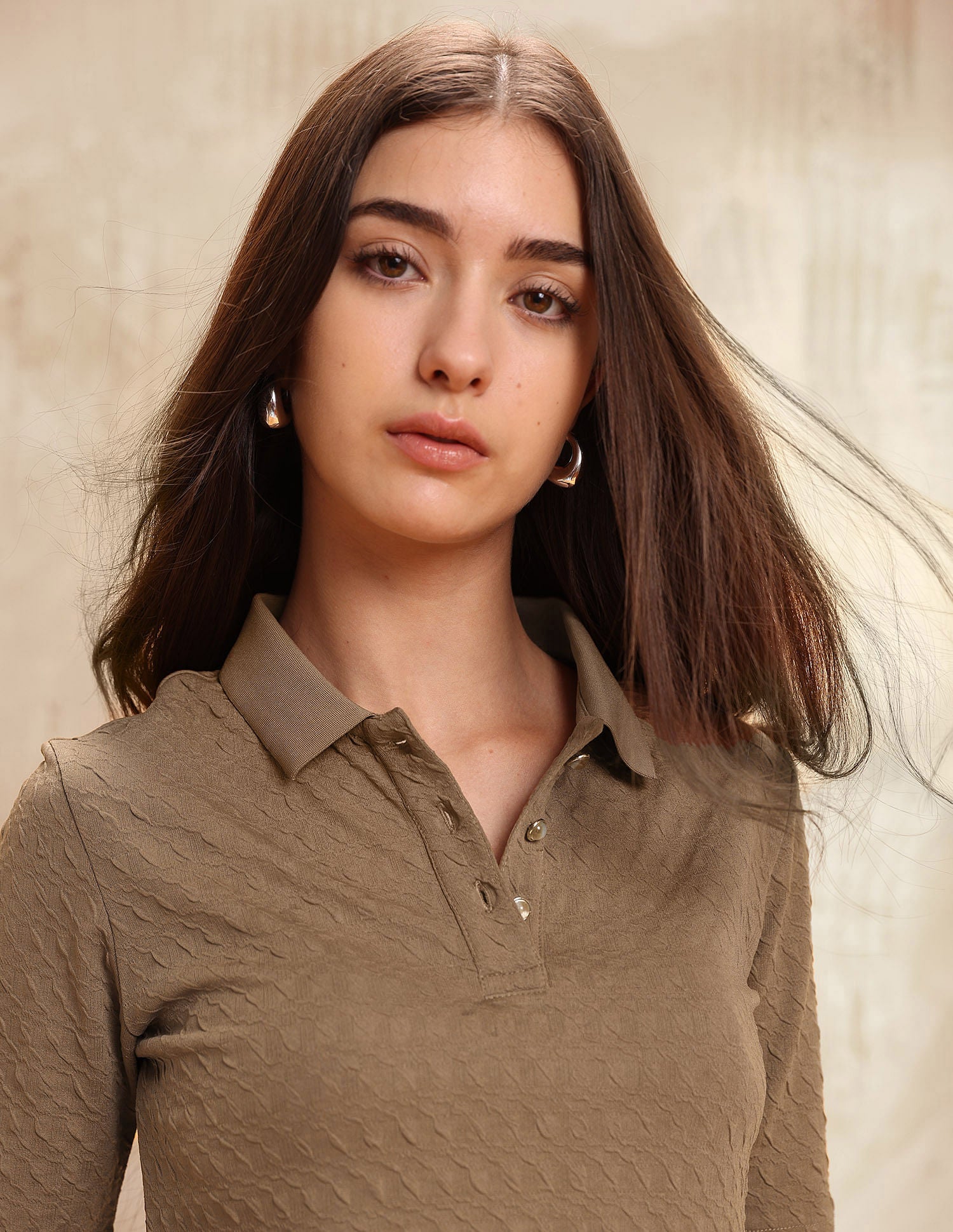 Polo With Elbow Sleeves And  Embelished Buttons Dark Brown - U.S. POLO ASSN. | Large