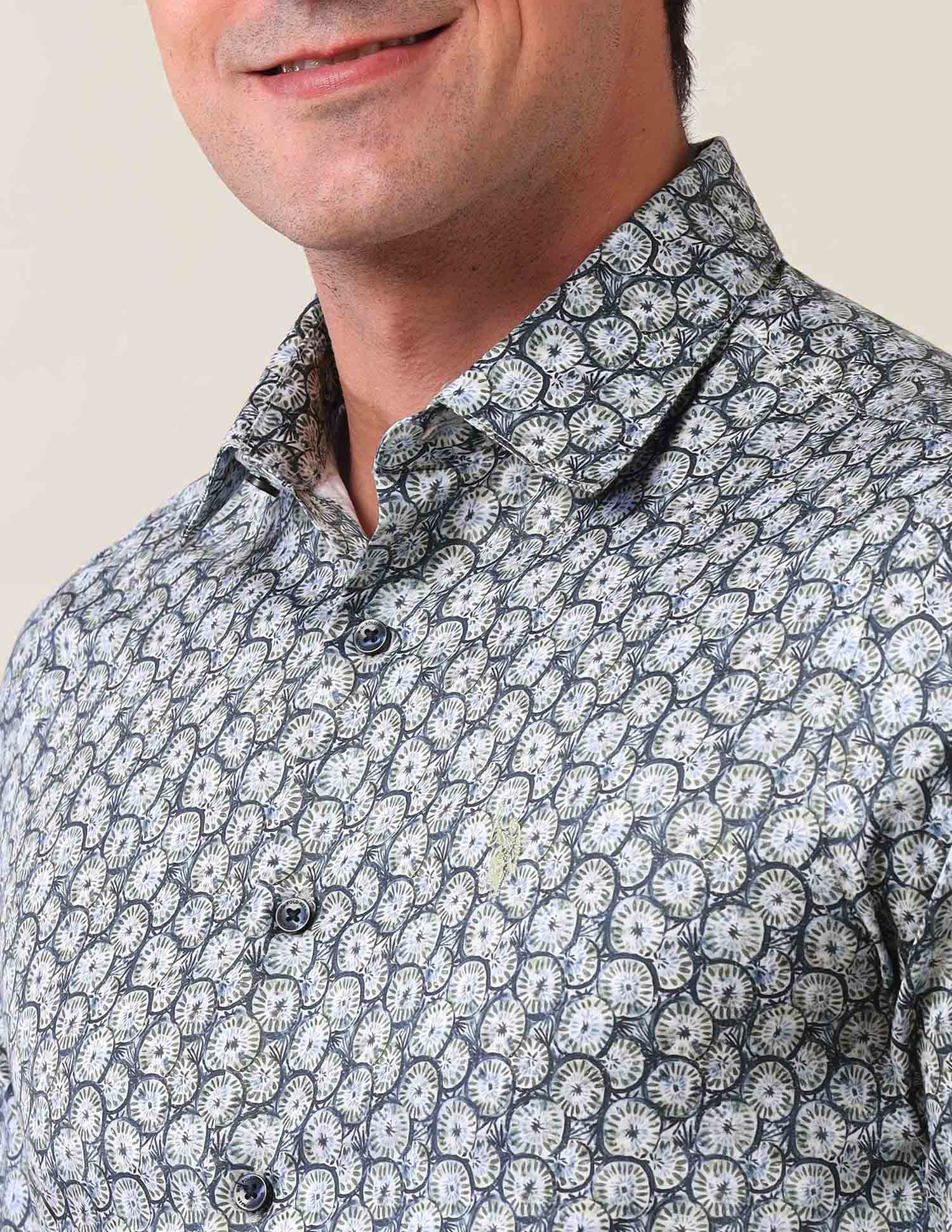 Geometric Tailored Fit Shirt Green - U.S. Polo Assn. India | Large