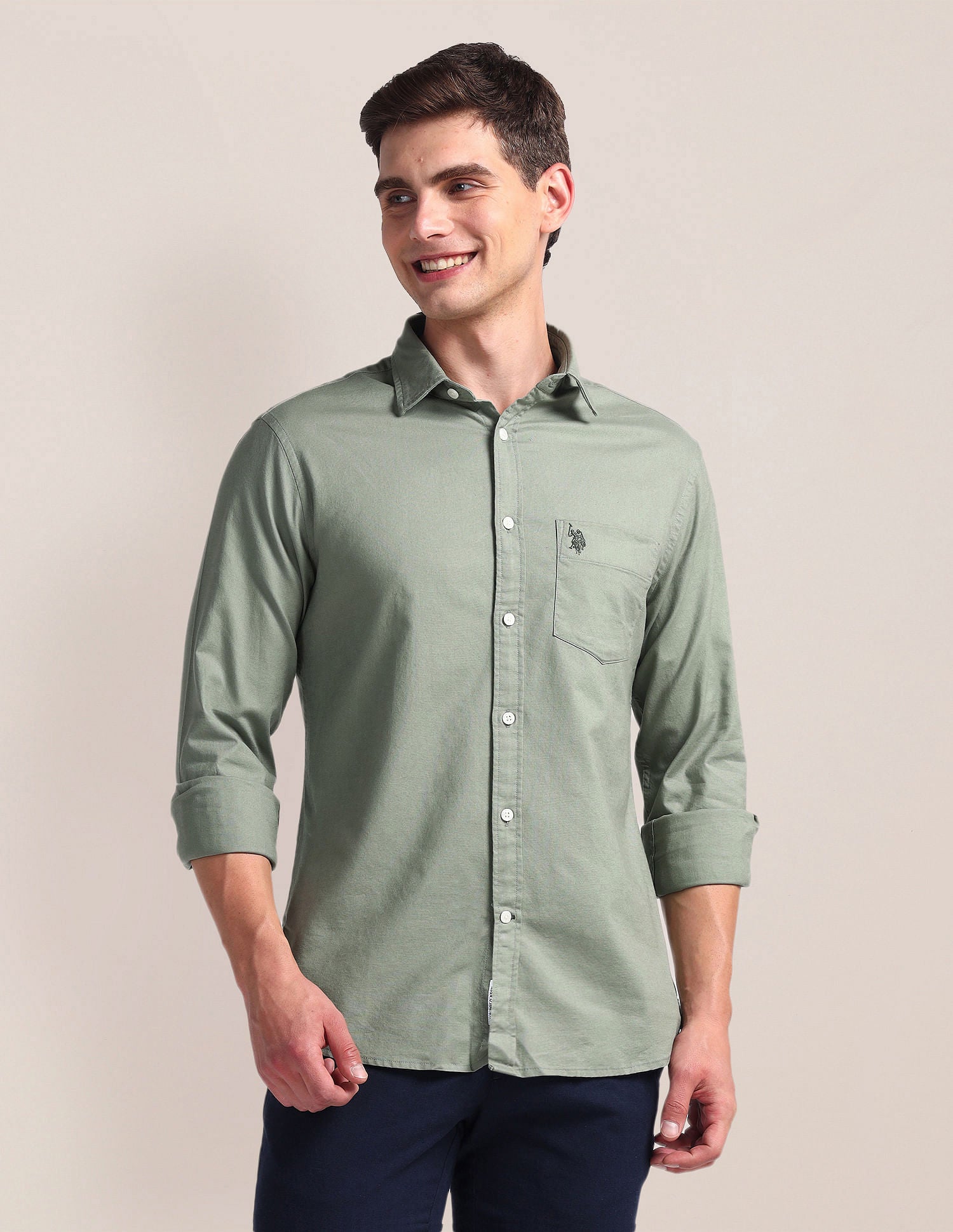Solid Dobby Shirt Green - U.S. Polo Assn. India | Large