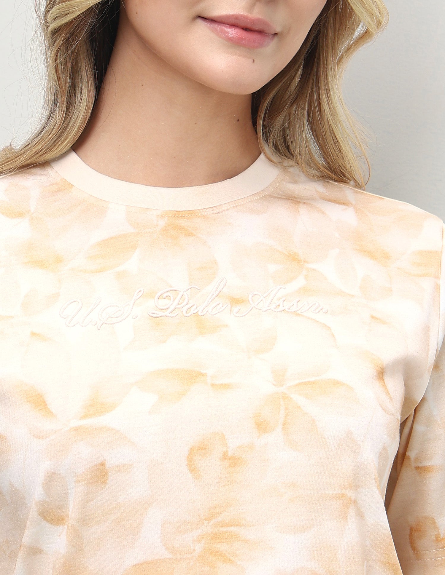 Floral Printed Boxy Fit T-Shirt Mustard - U.S. Polo Assn. India | Large