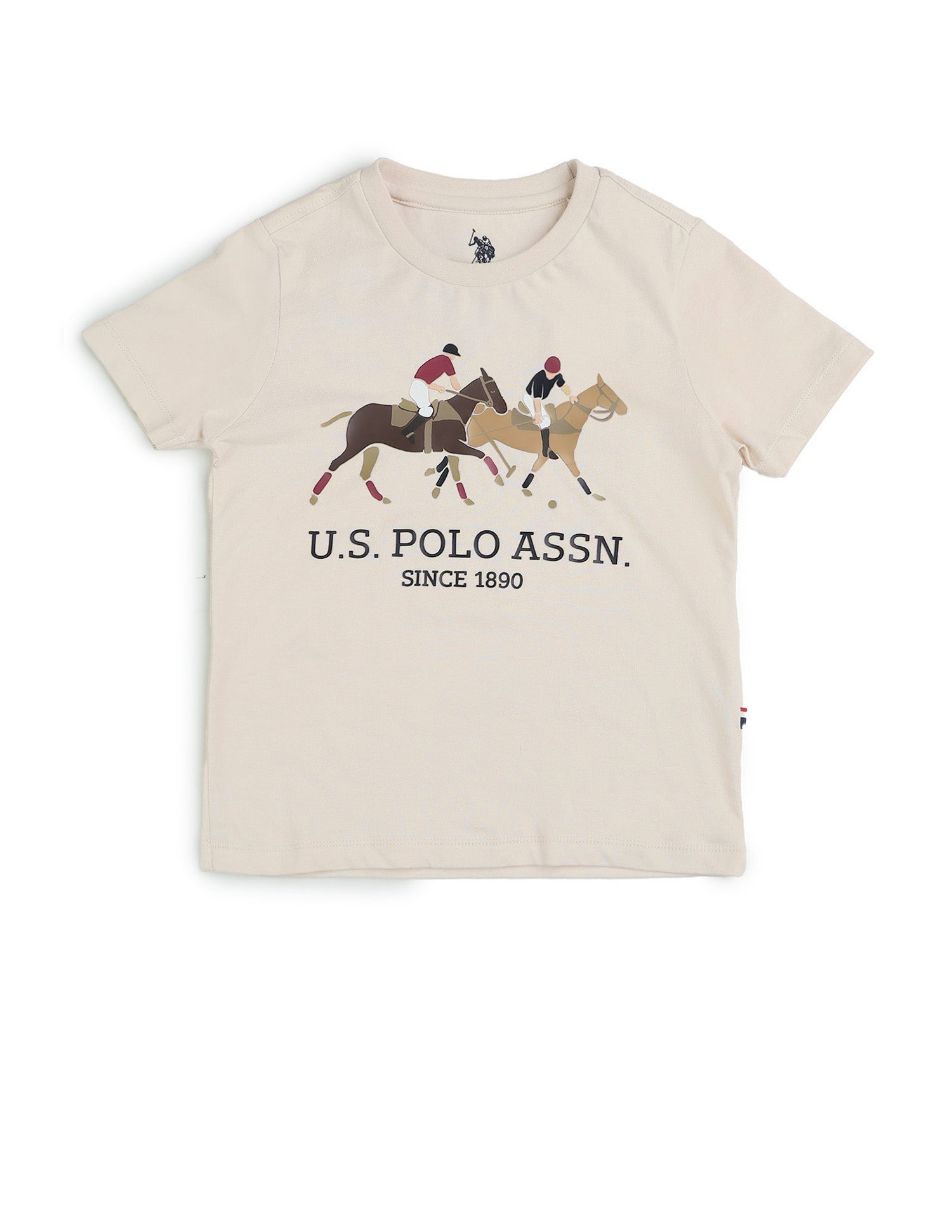Boys Graphic Brand Printed Regular Fit T-Shirt Ecru - U.S. POLO ASSN. | Large