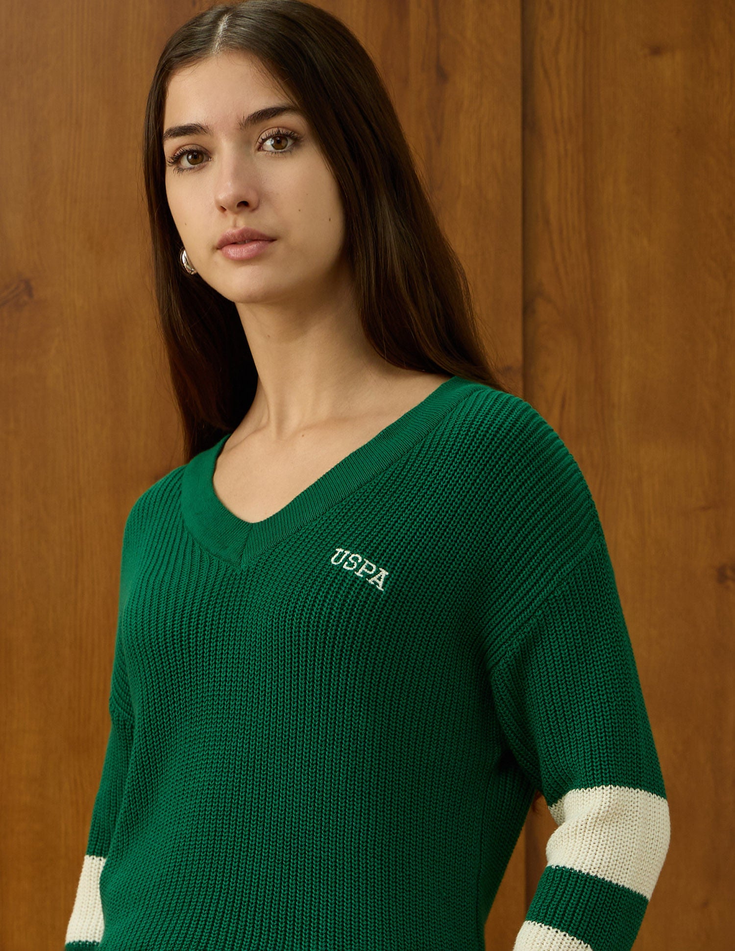 Drop Shoulder Fit Solid Sweater Green - U.S. POLO ASSN. | Large