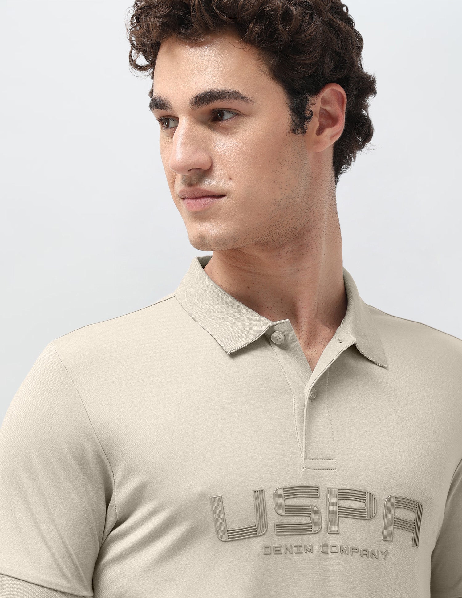 Brand Embroidered Polo Shirt Beige - U.S. Polo Assn. India | Large