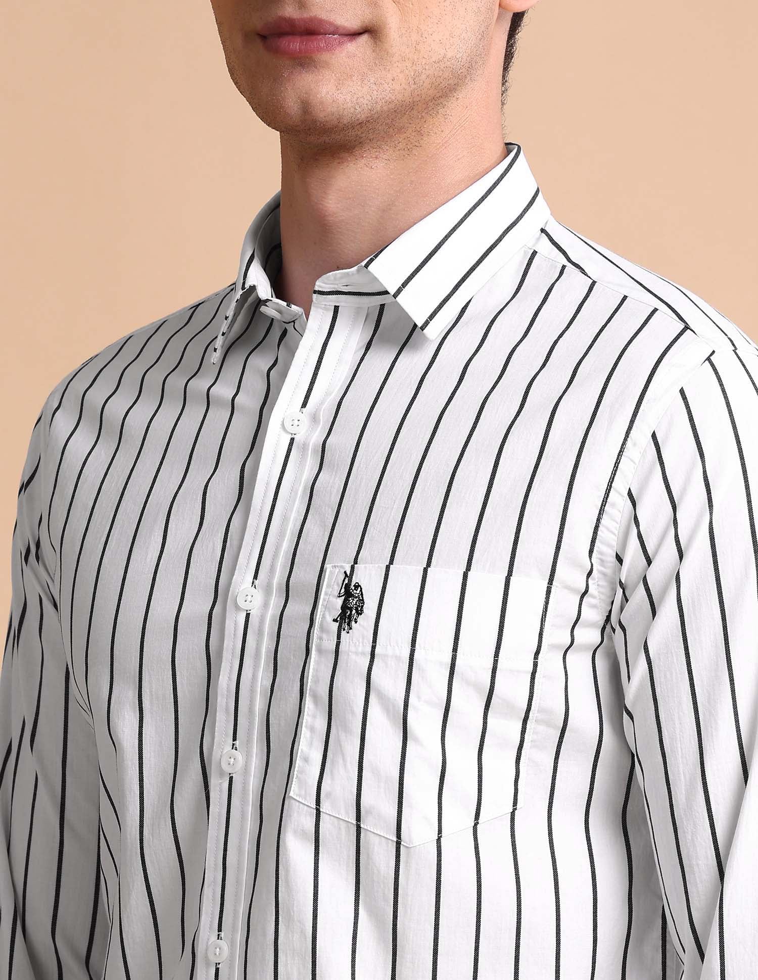 Vertical Striped Tailored Fit Shirt White - U.S. POLO ASSN. | Large