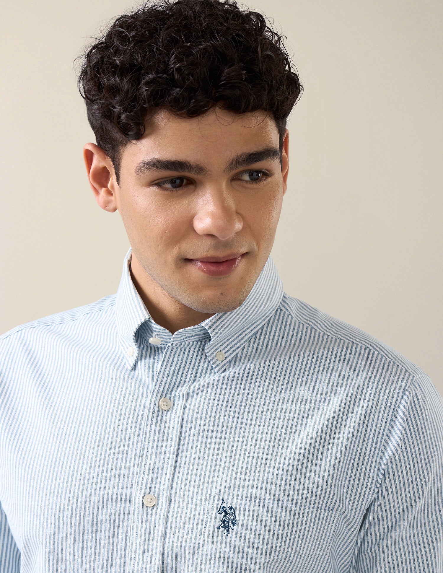 Vertical Striped Oxford Shirt Teal - U.S. Polo Assn. India | Large