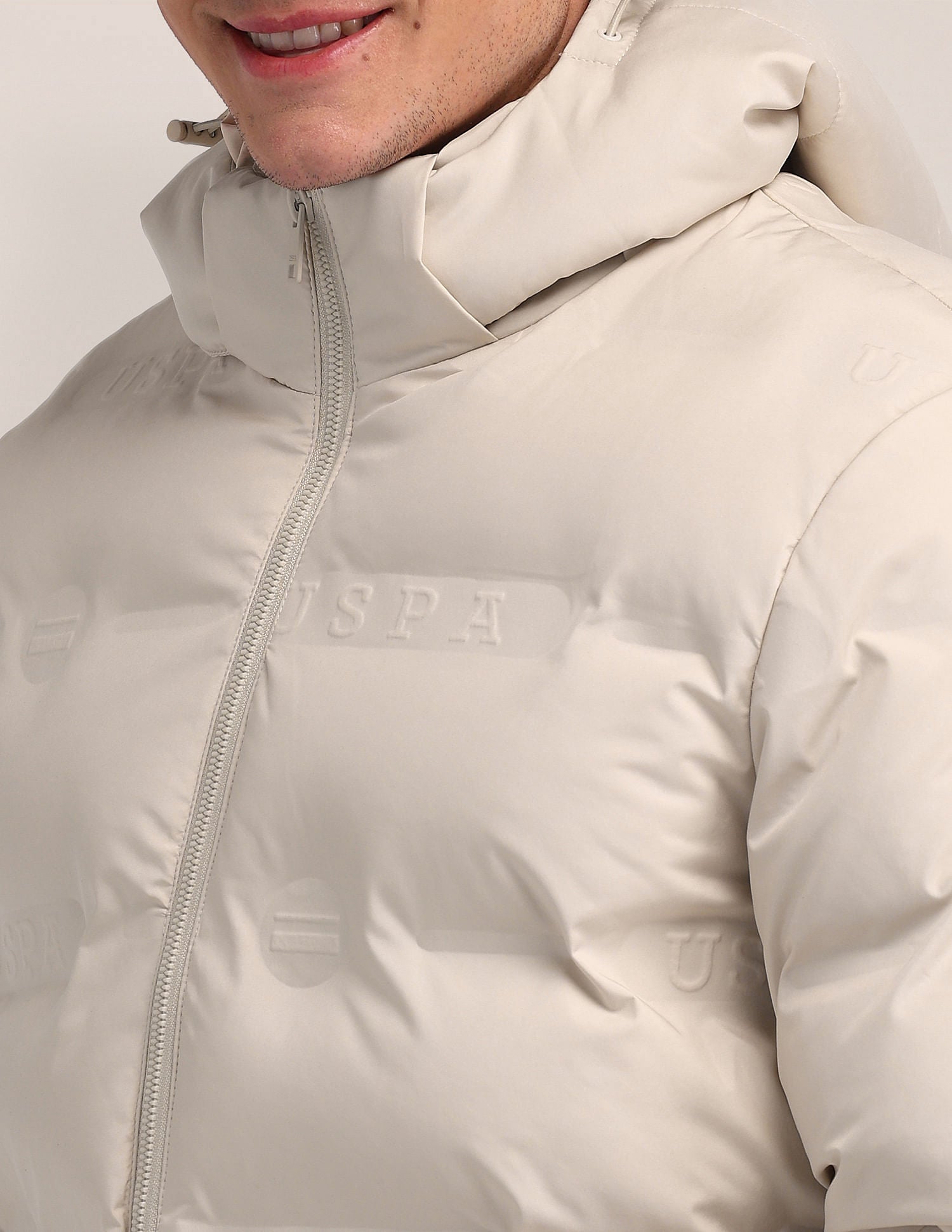 Detachable Hood Padded Jacket Beige - U.S. Polo Assn. India | Large