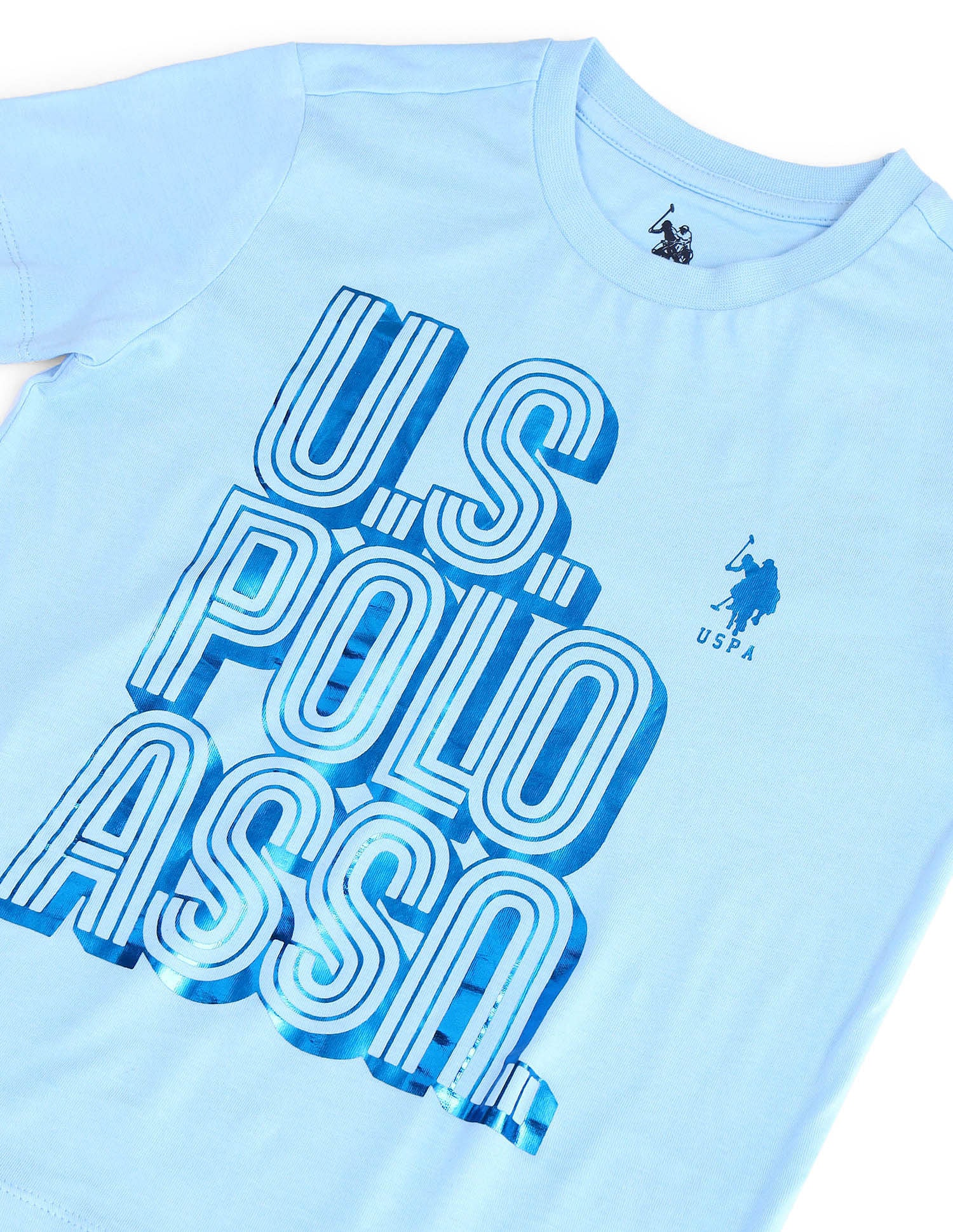 Boys Brand Print Regular Fit T-shirt Light Blue - U.S. POLO ASSN. | Large