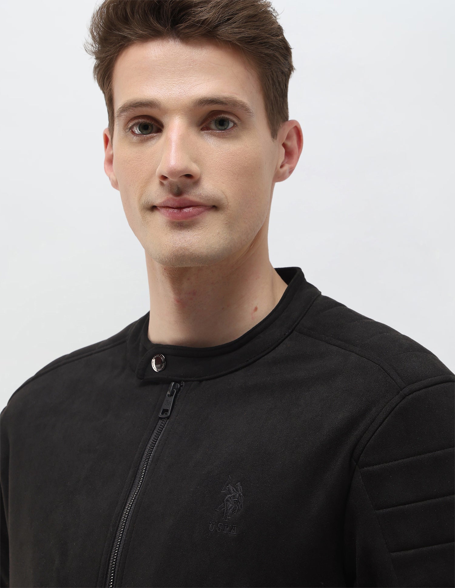 Solid Regular Fit Biker Jacket Black - U.S. Polo Assn. India | Large