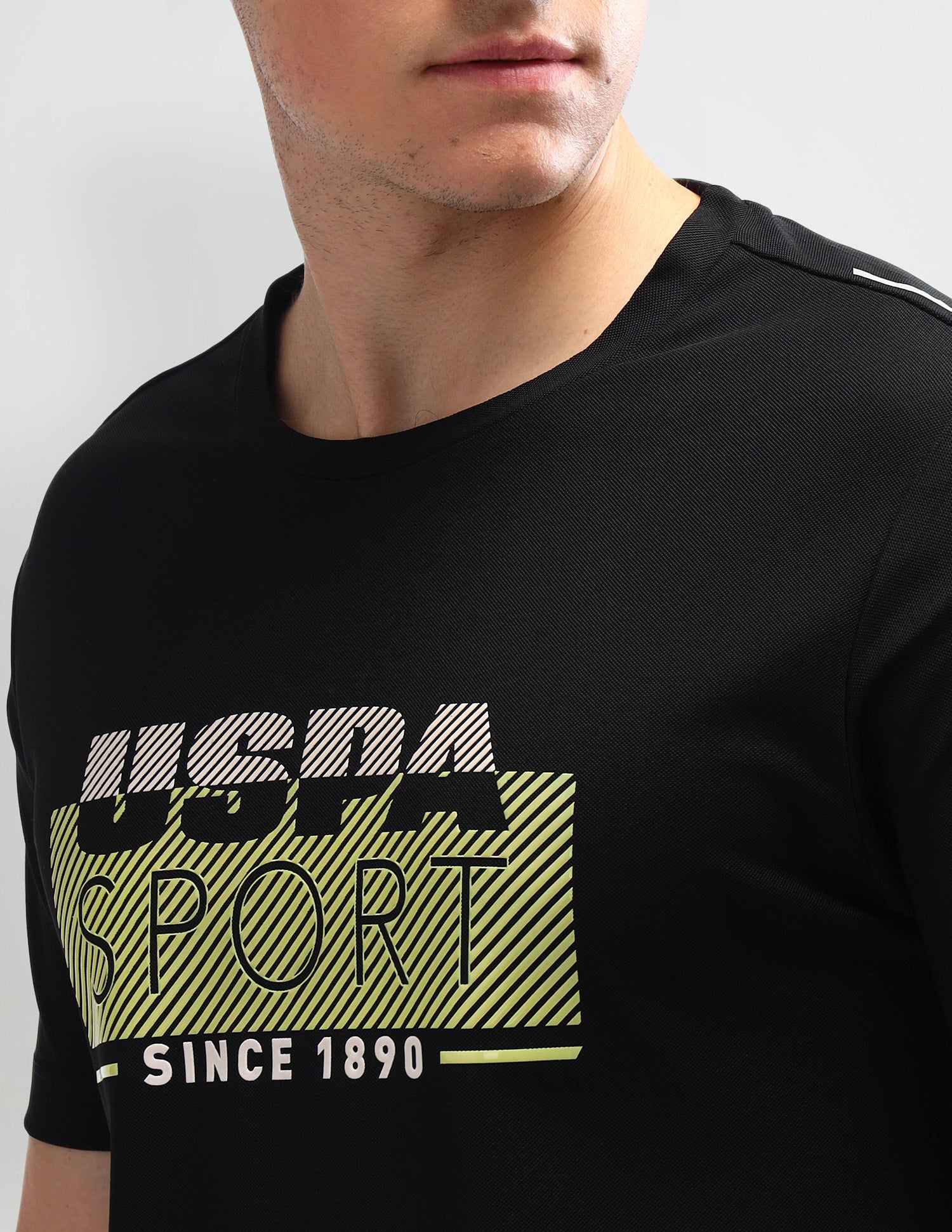Brand Printed Slim Fit T-Shirt Black - U.S. Polo Assn. India | Large
